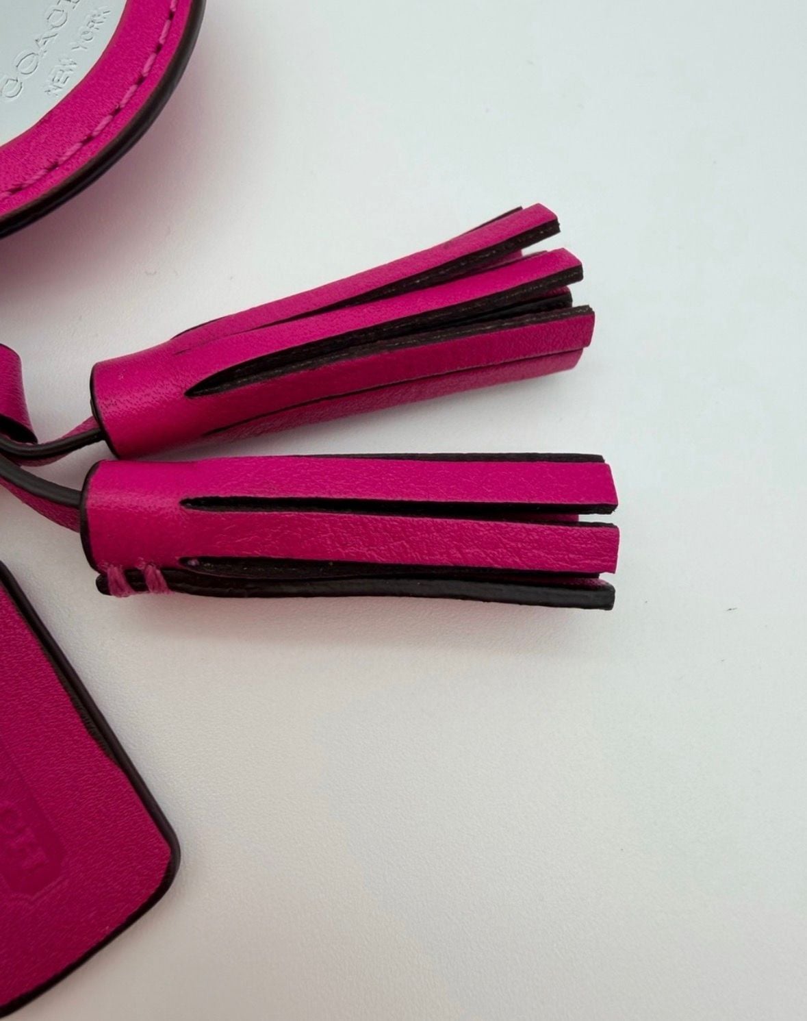 Coach Legacy Hot Pink Leather Compact Mirror Bag Charm Tassel 3