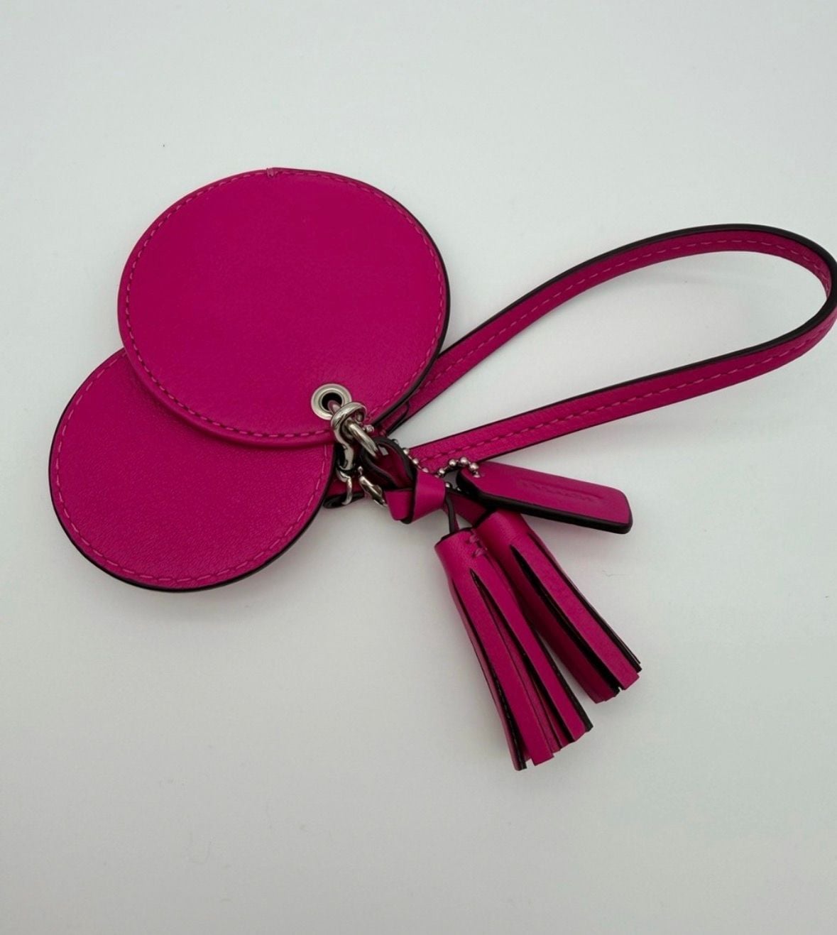 Coach Legacy Hot Pink Leather Compact Mirror Bag Charm Tassel 6