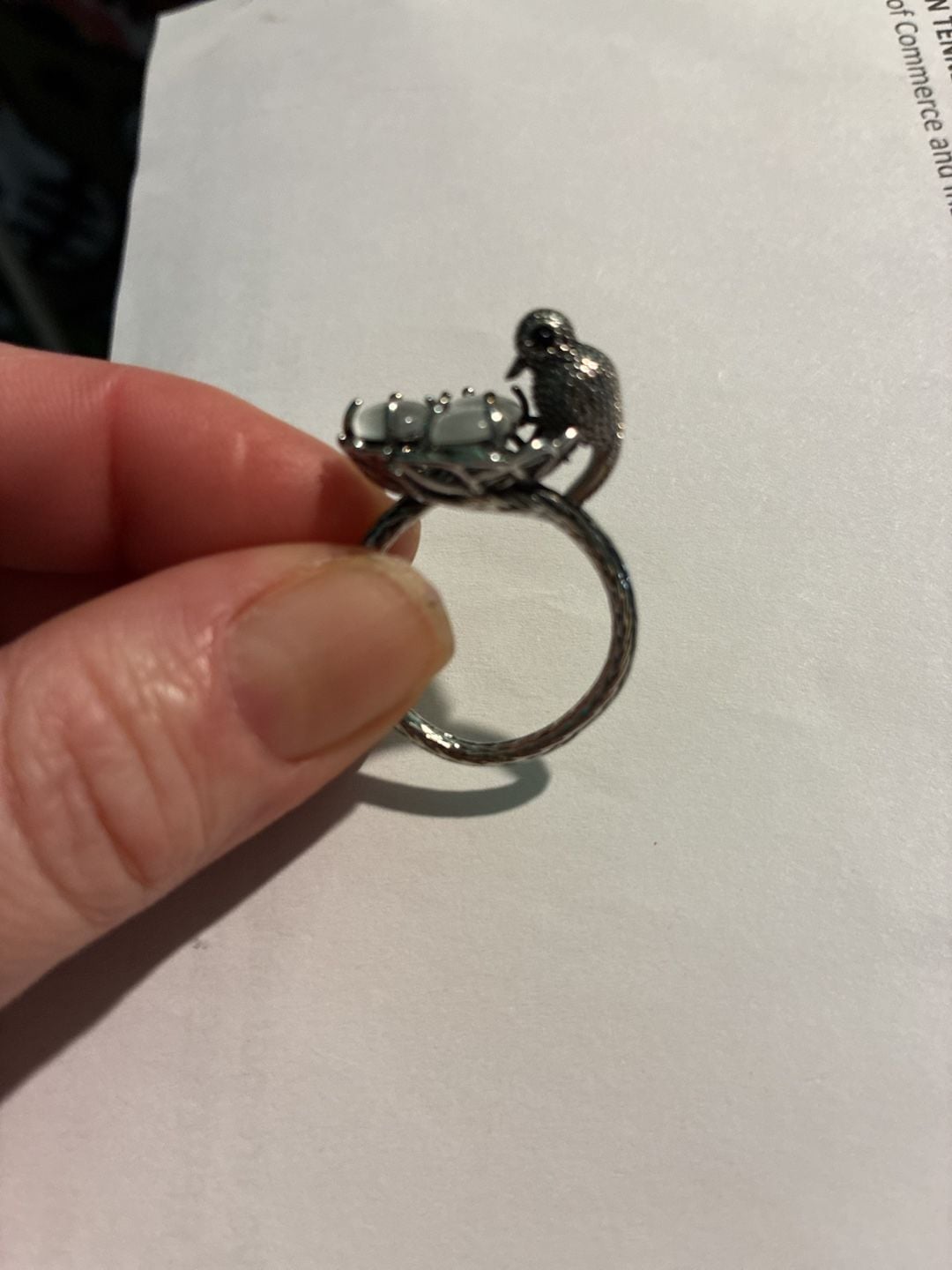 Bird Nest Ring With Cat's Eye Eggs 2