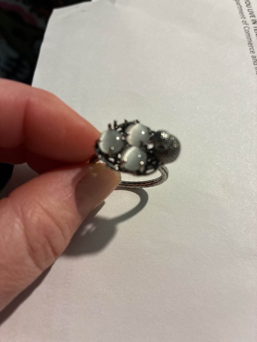 Bird Nest Ring With Cat's Eye Eggs 3