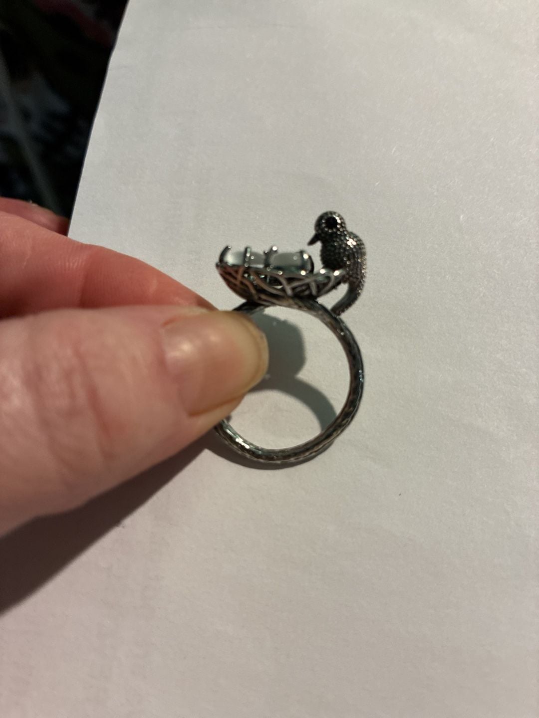 Bird Nest Ring With Cat's Eye Eggs 4