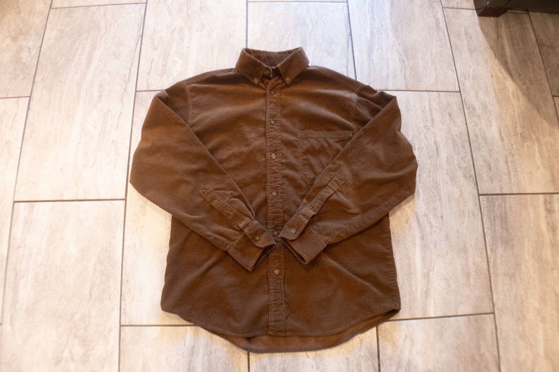Woolrich Corduroy Long Sleeve Button Down Shirt Size M Brown 2