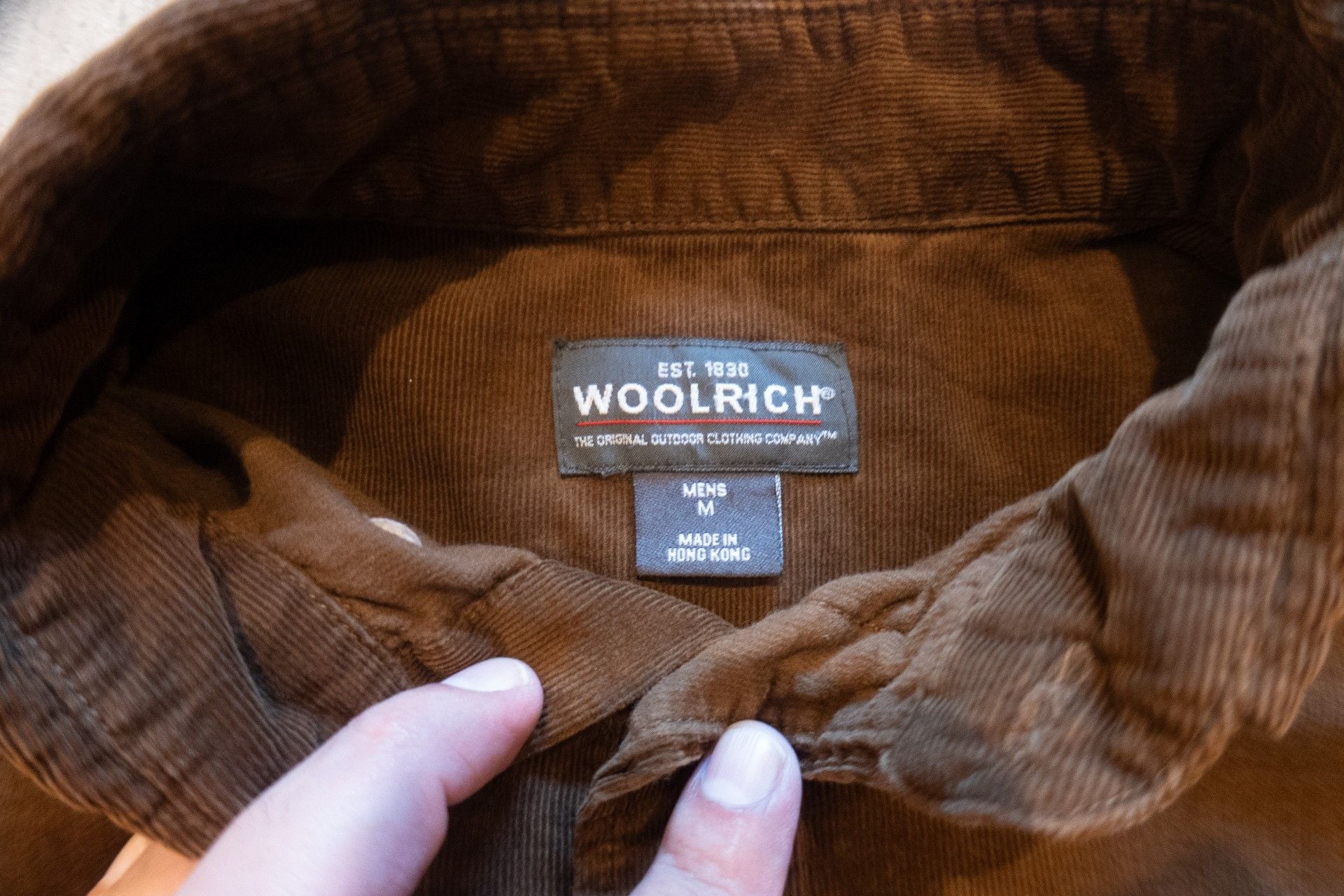 Woolrich Corduroy Long Sleeve Button Down Shirt Size M Brown 4