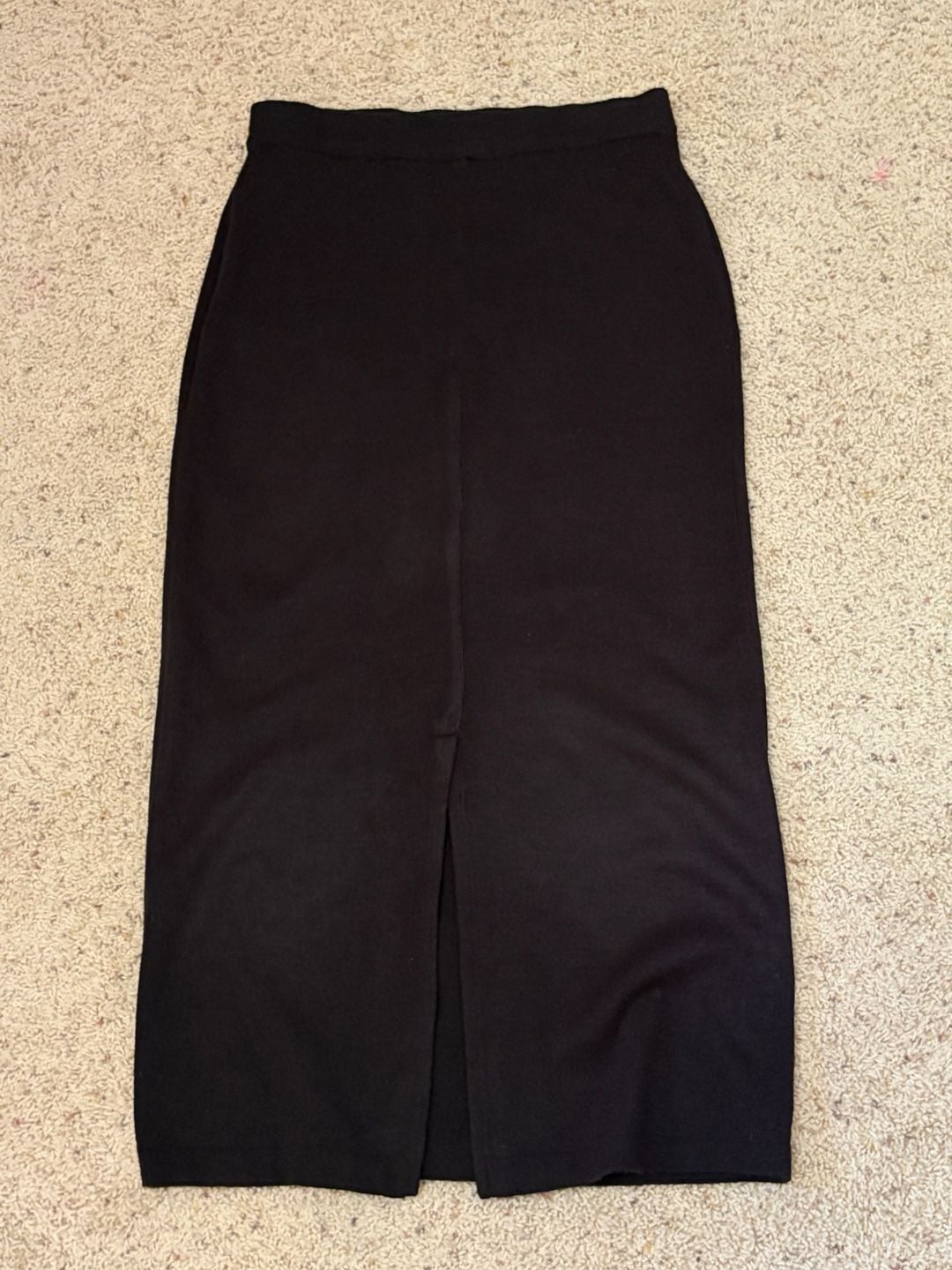 Vintage Milano Design Group Black Knit Maxi Skirt M Minimalist 90s Column Skirt 5