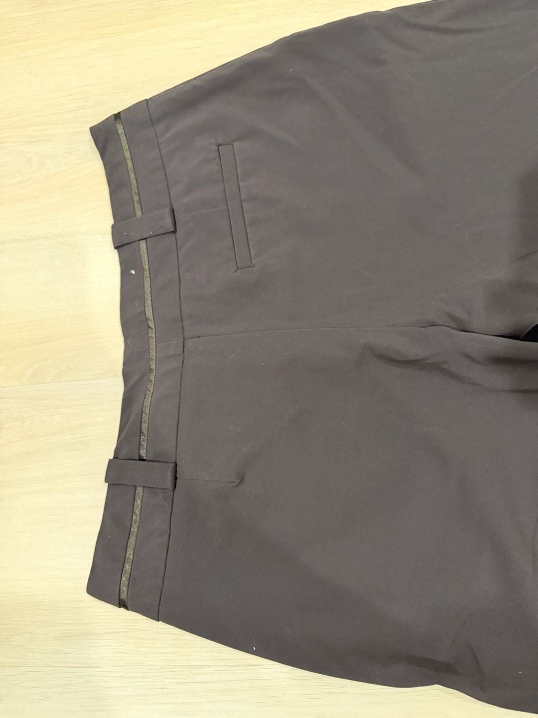 Mossino Stretch Dress Pants Size 10 Brown Tuxedo Stripe Trousers 6