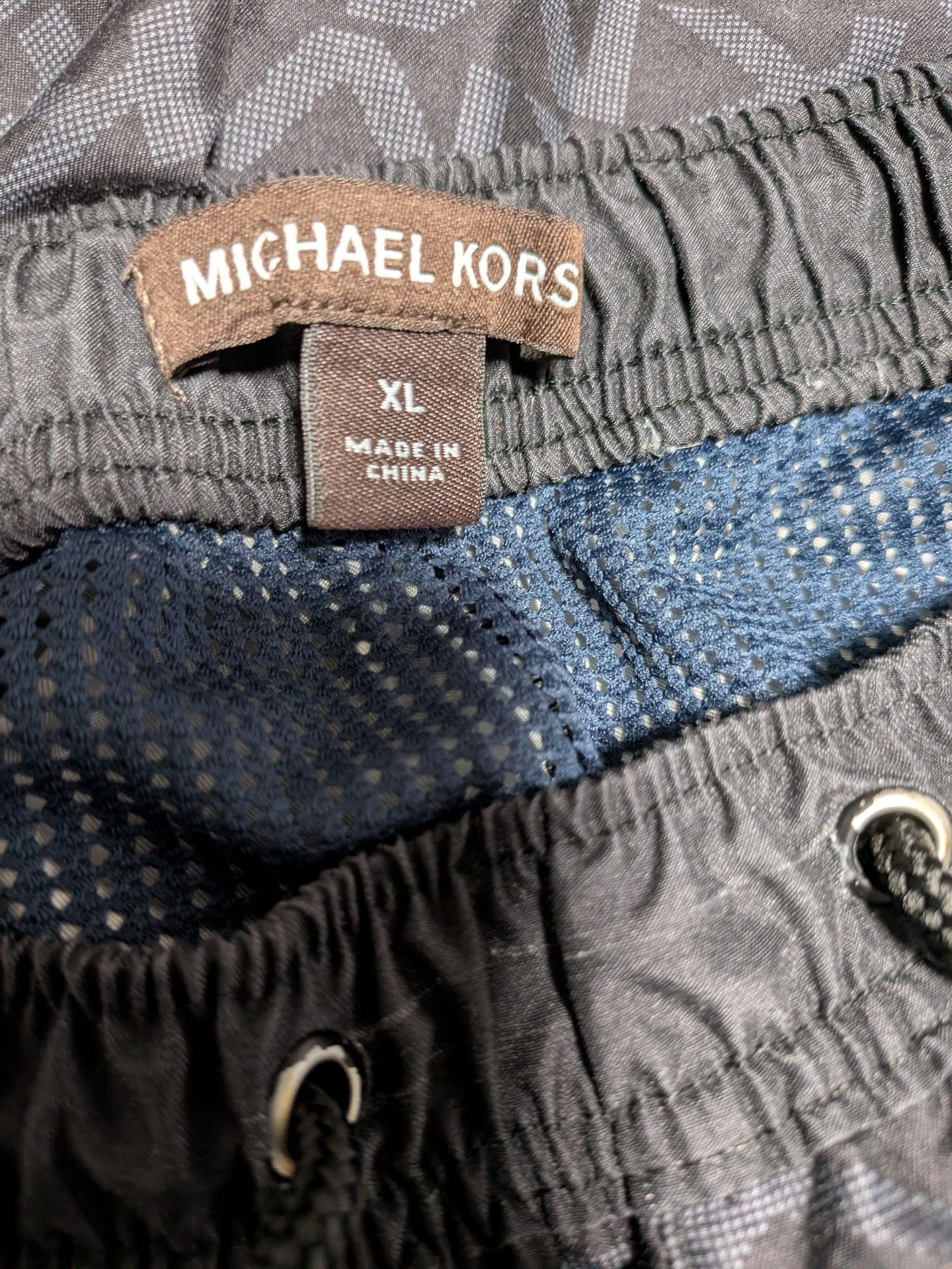 Michael Kors Swim Trunks Black MK Monogram Logo Print Drawstring 3