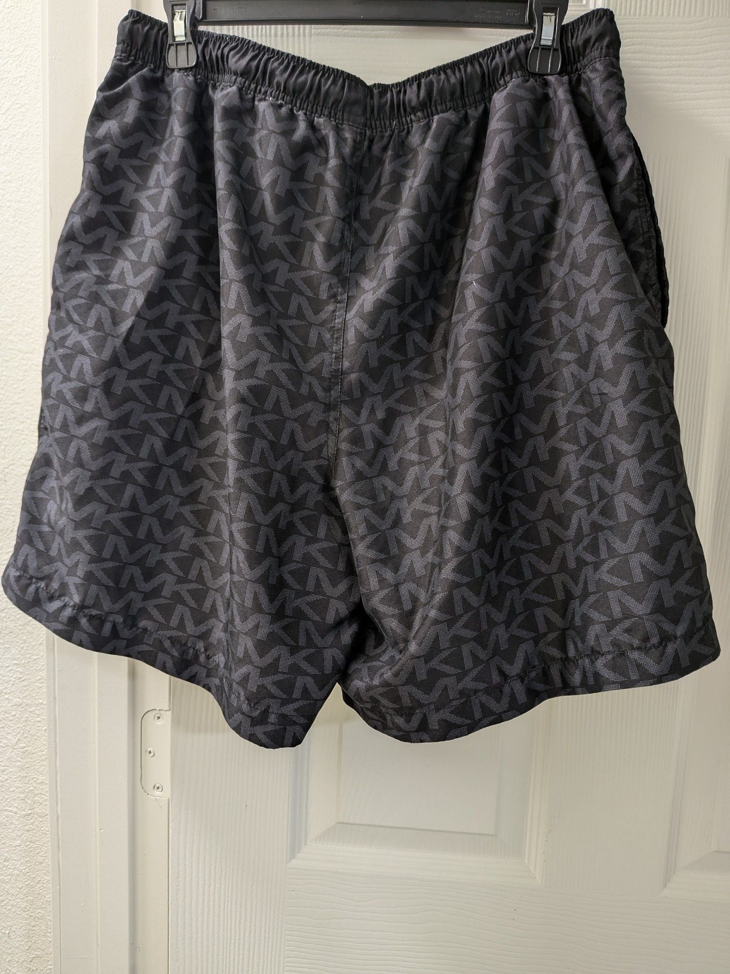 Michael Kors Swim Trunks Black MK Monogram Logo Print Drawstring 4