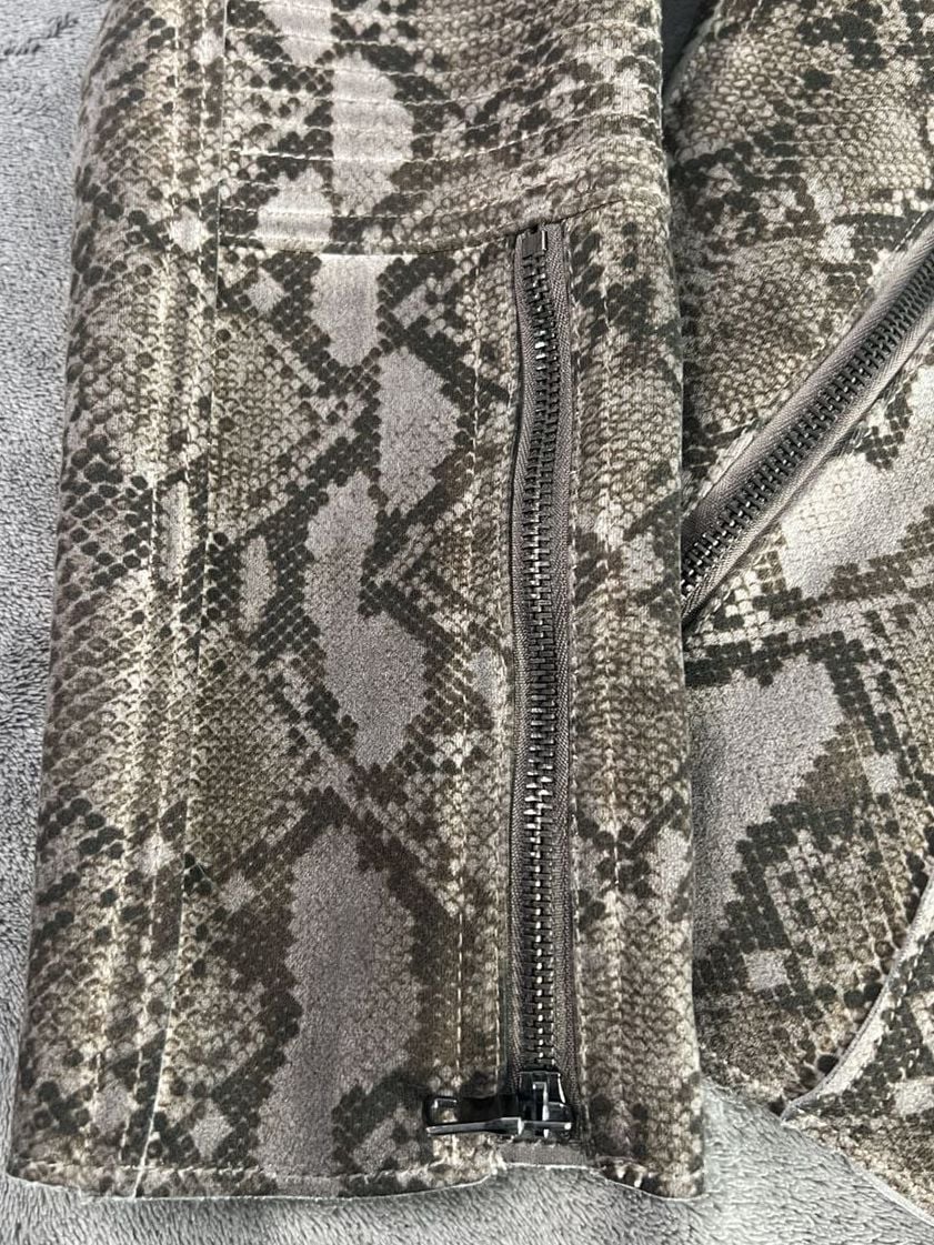 Marrakech Snakeskin Moto Jacket Size S Suede Faux Leather Biker Zip 4