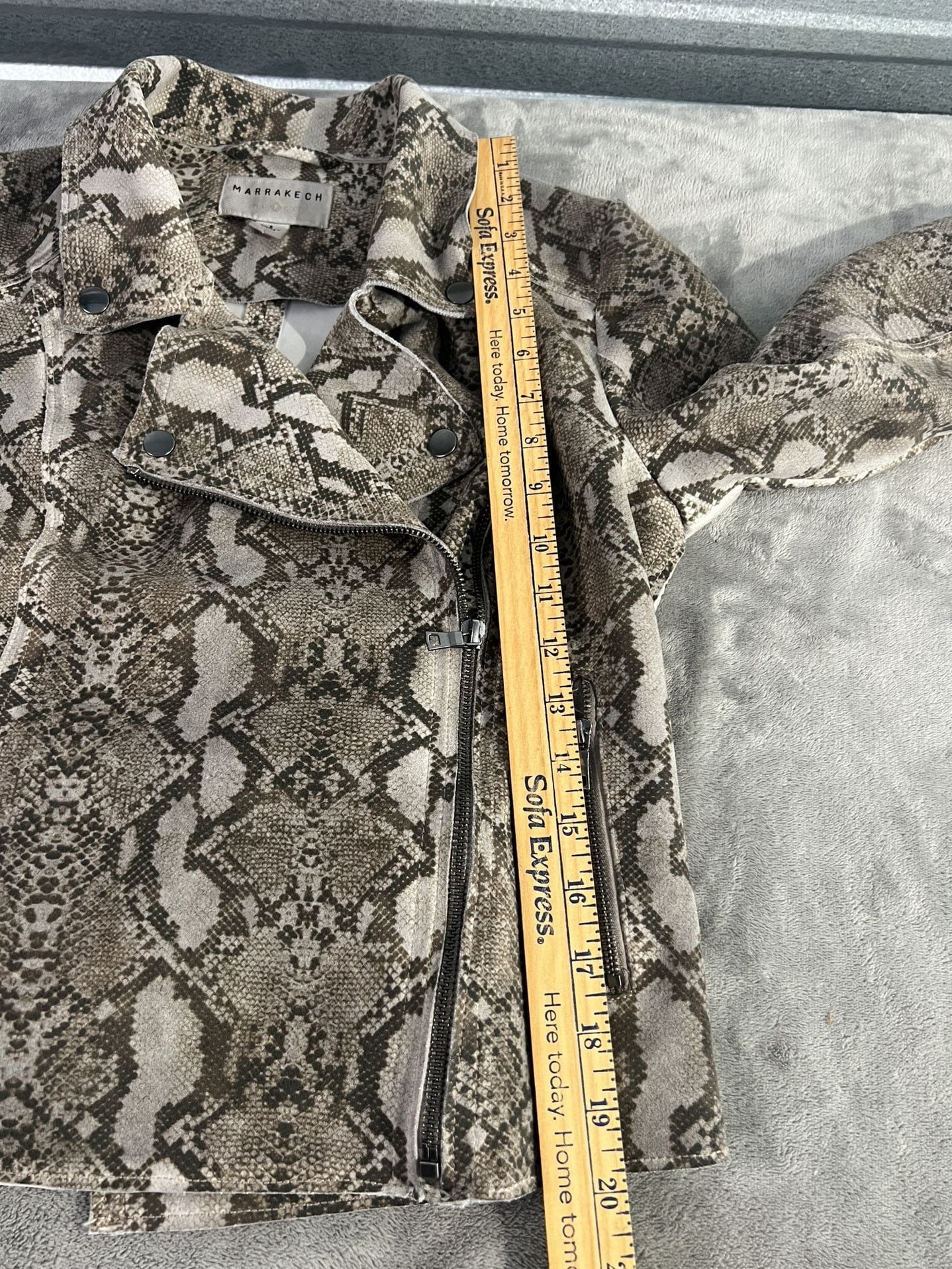 Marrakech Snakeskin Moto Jacket Size S Suede Faux Leather Biker Zip 8