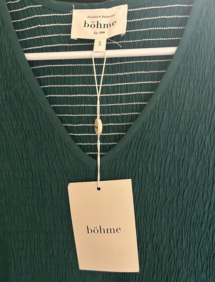Bohme Dress Casual Long Sleeve V Neck Elastic Waist Lightweight Maxi Dark Teal 6
