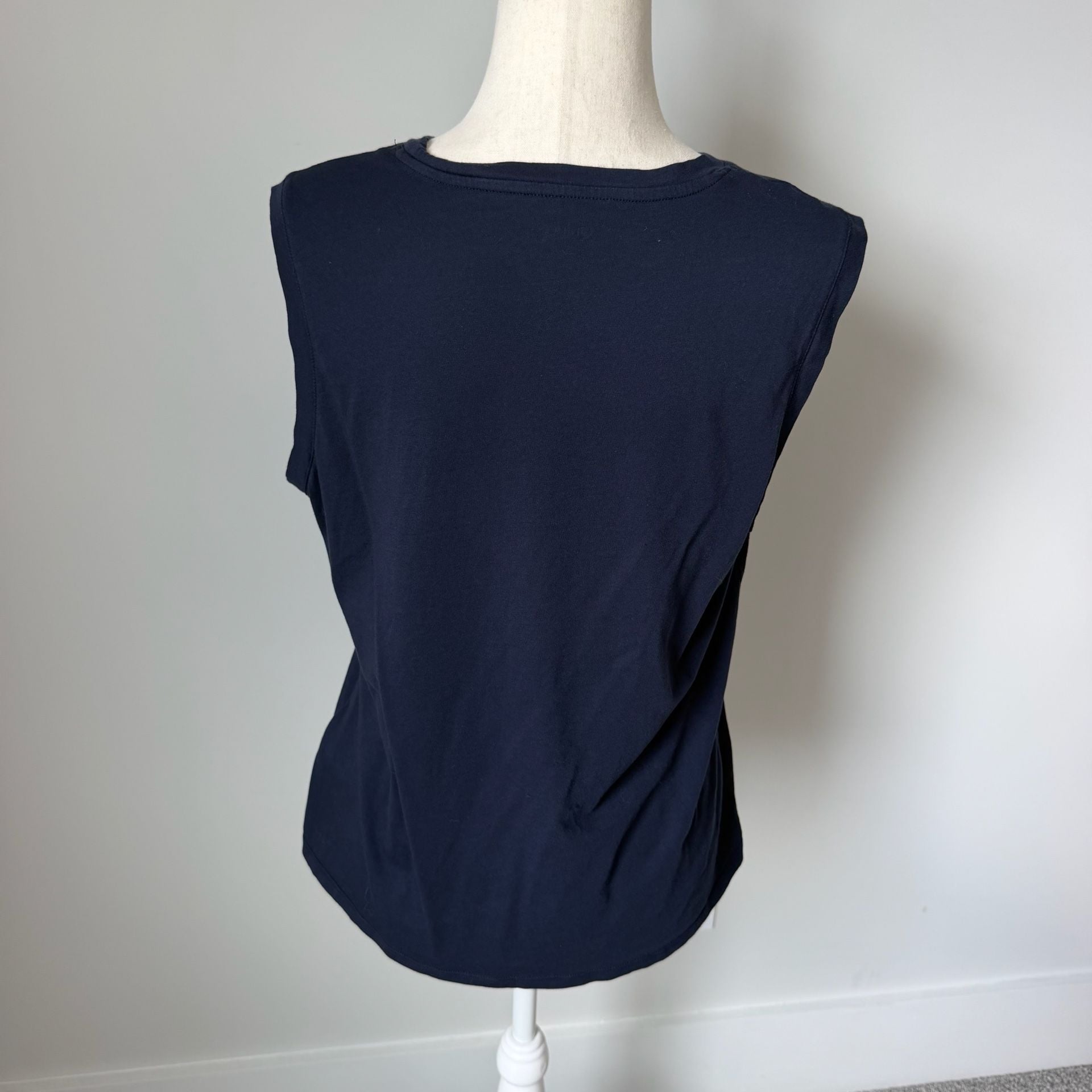 Quince Muscle Tank Size L Navy Blue Cotton Modal Sleeveless Top 3