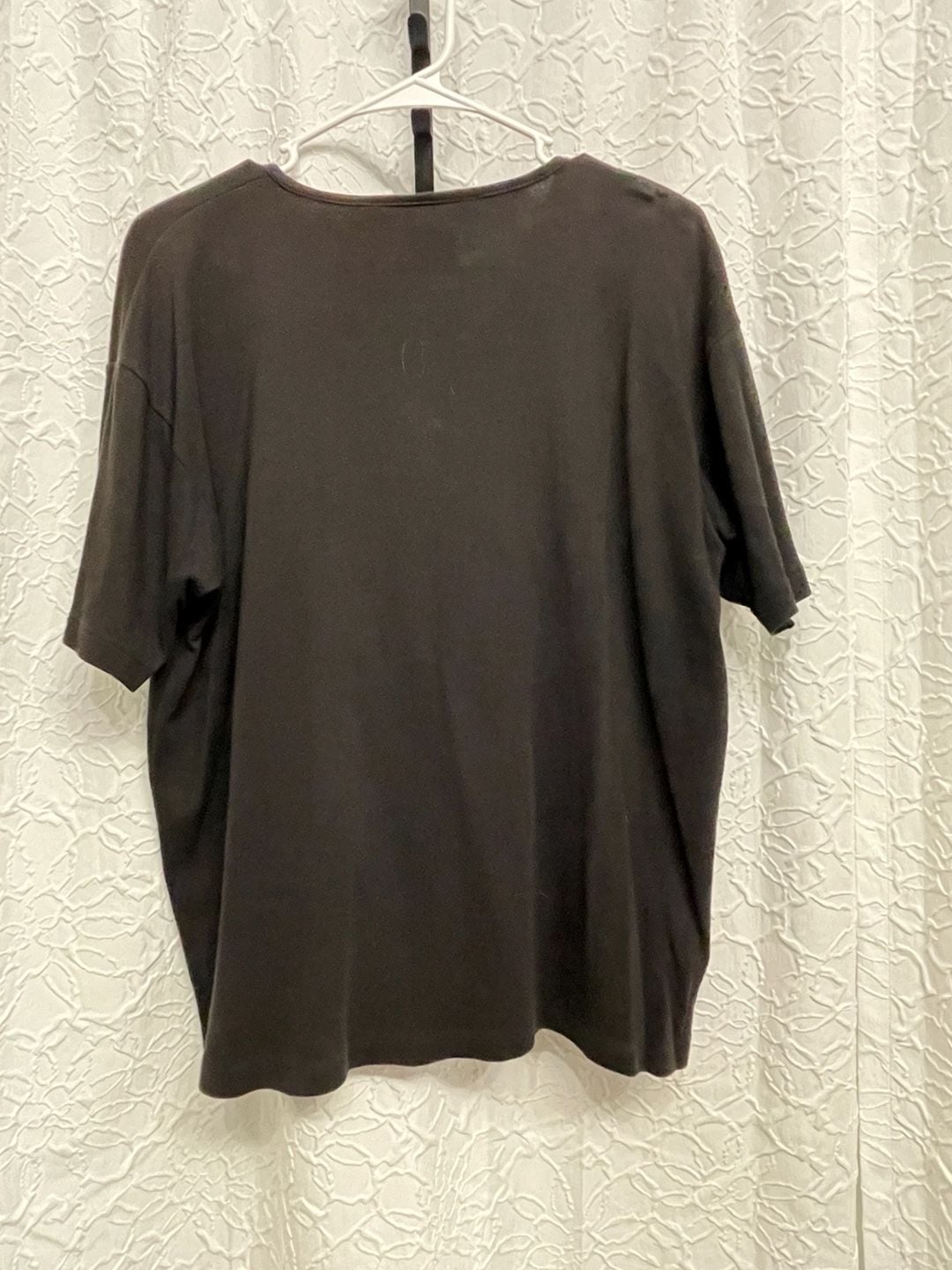 Vintage 90s IB Diffusion Embroidered Pocket V Neck Graphic T Shirt Medium Black 4
