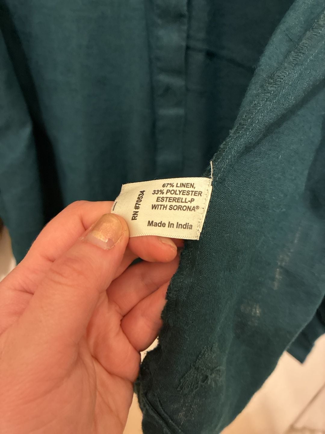 Orvis Button Down Shirt Size S Green Linen Blend 5