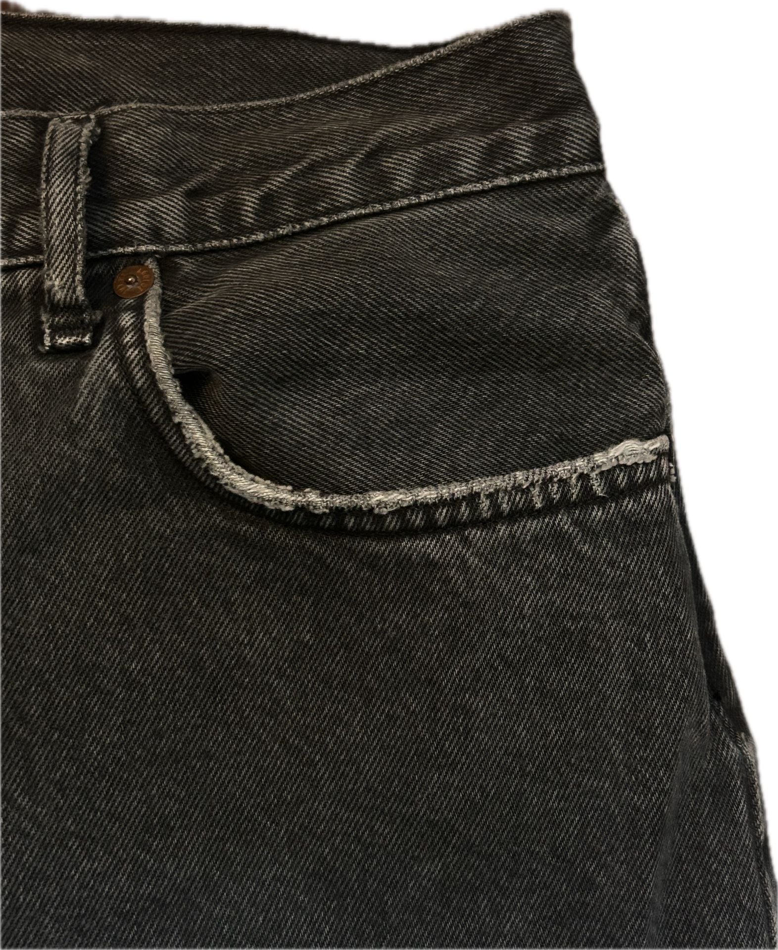AGOLDE 90s Pinch Waist High Rise Straight Leg Jeans Charcoal Gray Frayed Hem EUC 5