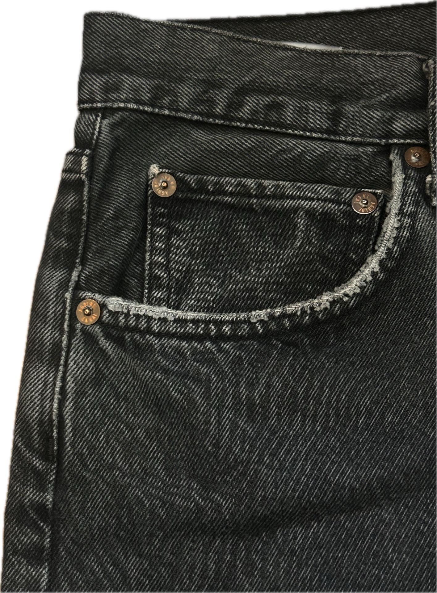 AGOLDE 90s Pinch Waist High Rise Straight Leg Jeans Charcoal Gray Frayed Hem EUC 6