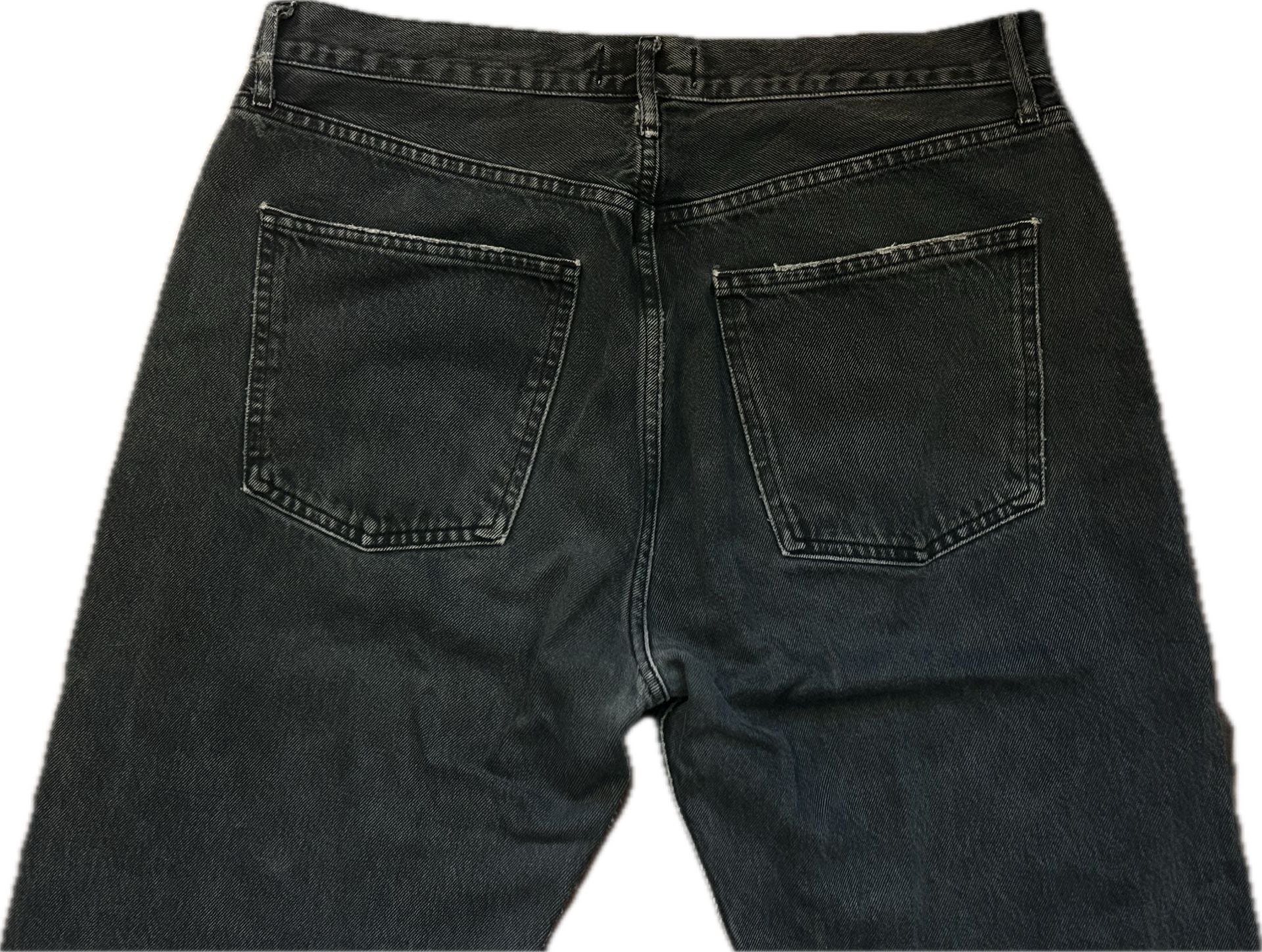 AGOLDE 90s Pinch Waist High Rise Straight Leg Jeans Charcoal Gray Frayed Hem EUC 10