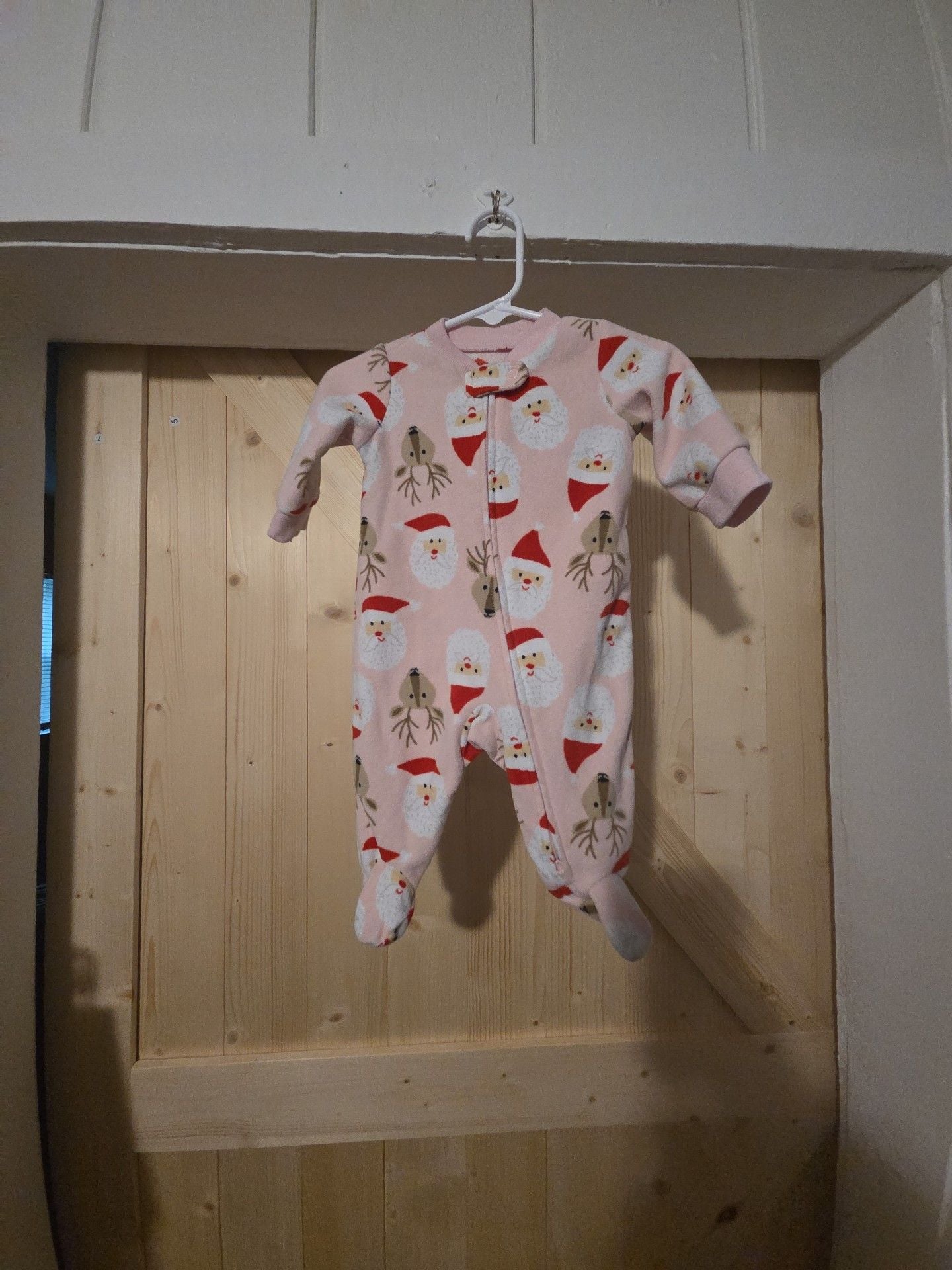 Carter's Santa Reindeer Fleece Sleep & Play Size 3M Pink 2