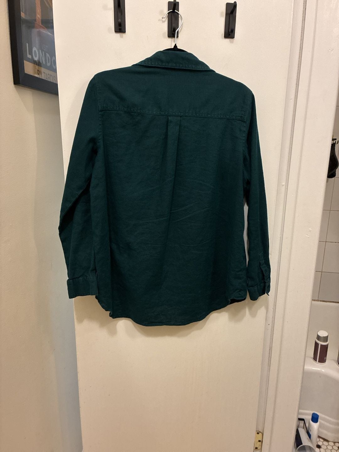Orvis Button Down Shirt Size S Green Linen Blend 7