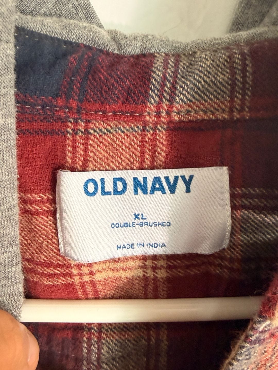 Old Navy Plaid Flannel Hooded Shirt Size XL Double-Brushed 3