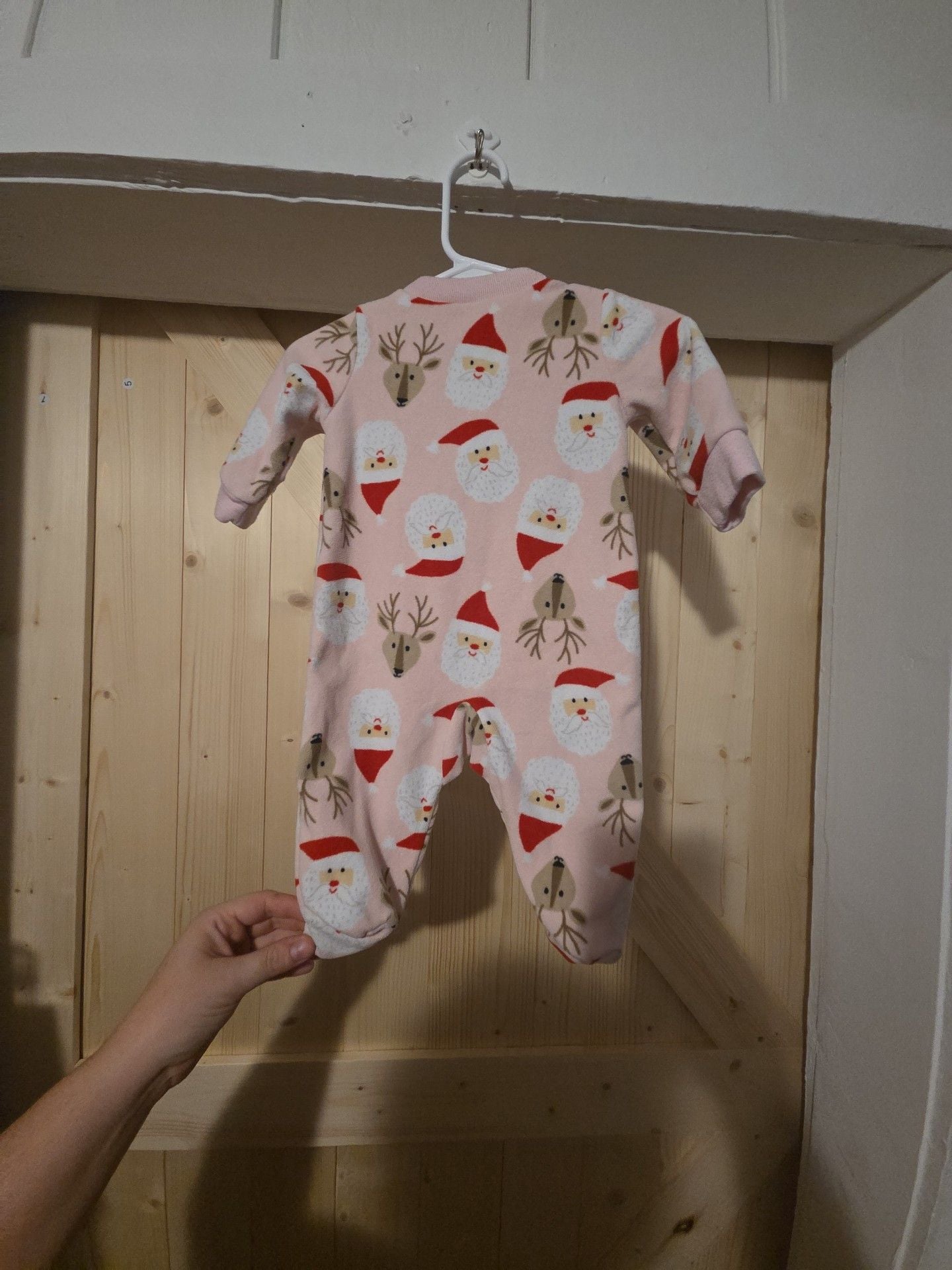 Carter's Santa Reindeer Fleece Sleep & Play Size 3M Pink 6
