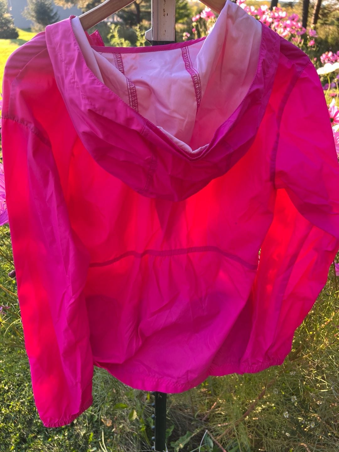 Columbia Full Zip Windbreaker Jacket Size XL 18/20 Pink Nylon 9