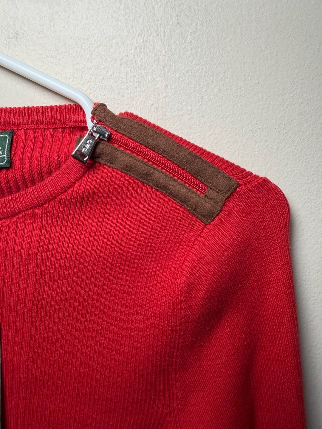 Lauren Active Ralph Lauren Ribbed Long Sleeve Sweater Size S Red Zip 4