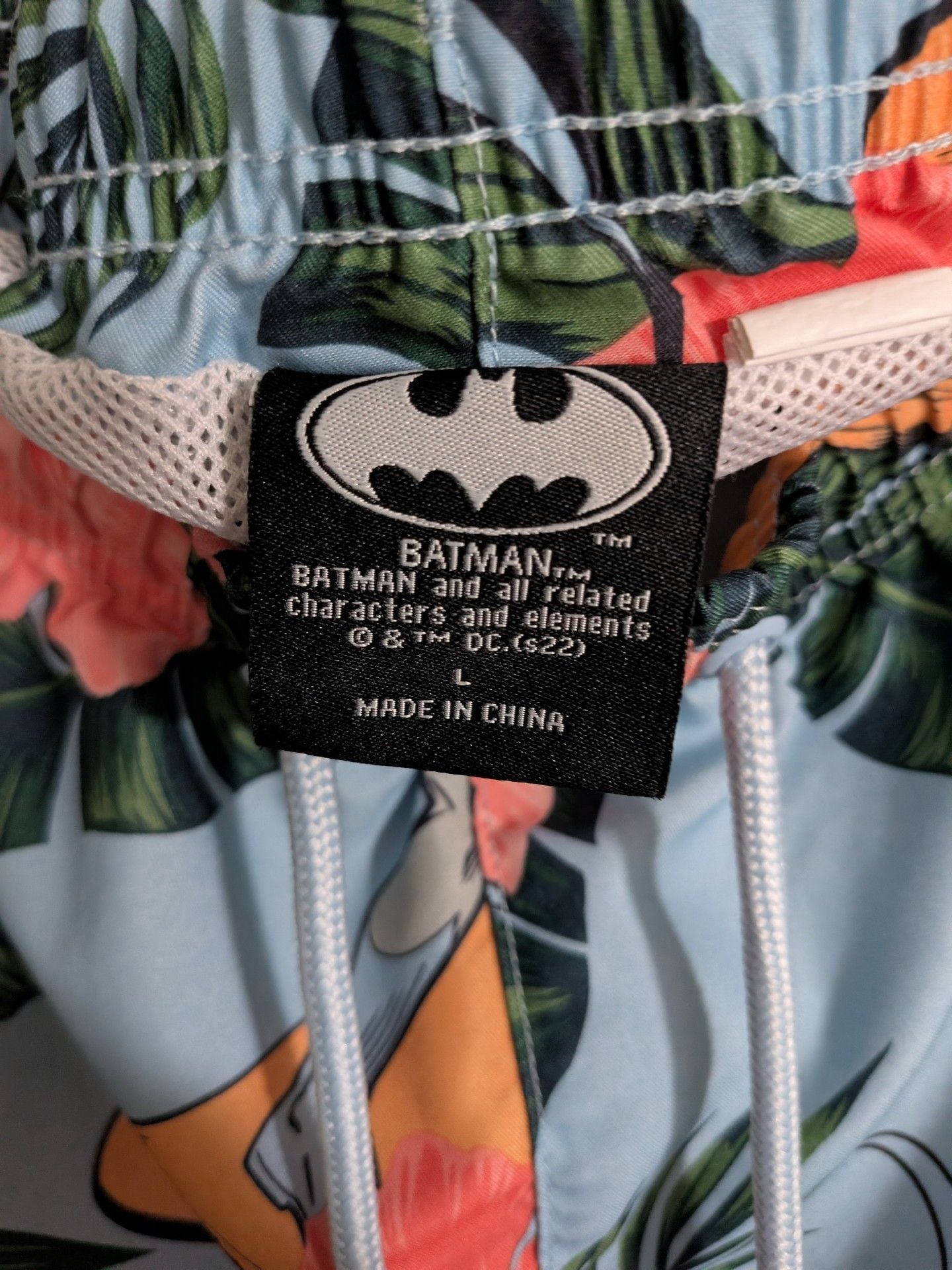 DC Comics Batman Swim Trunks Size XL Blue Floral Board Shorts 2