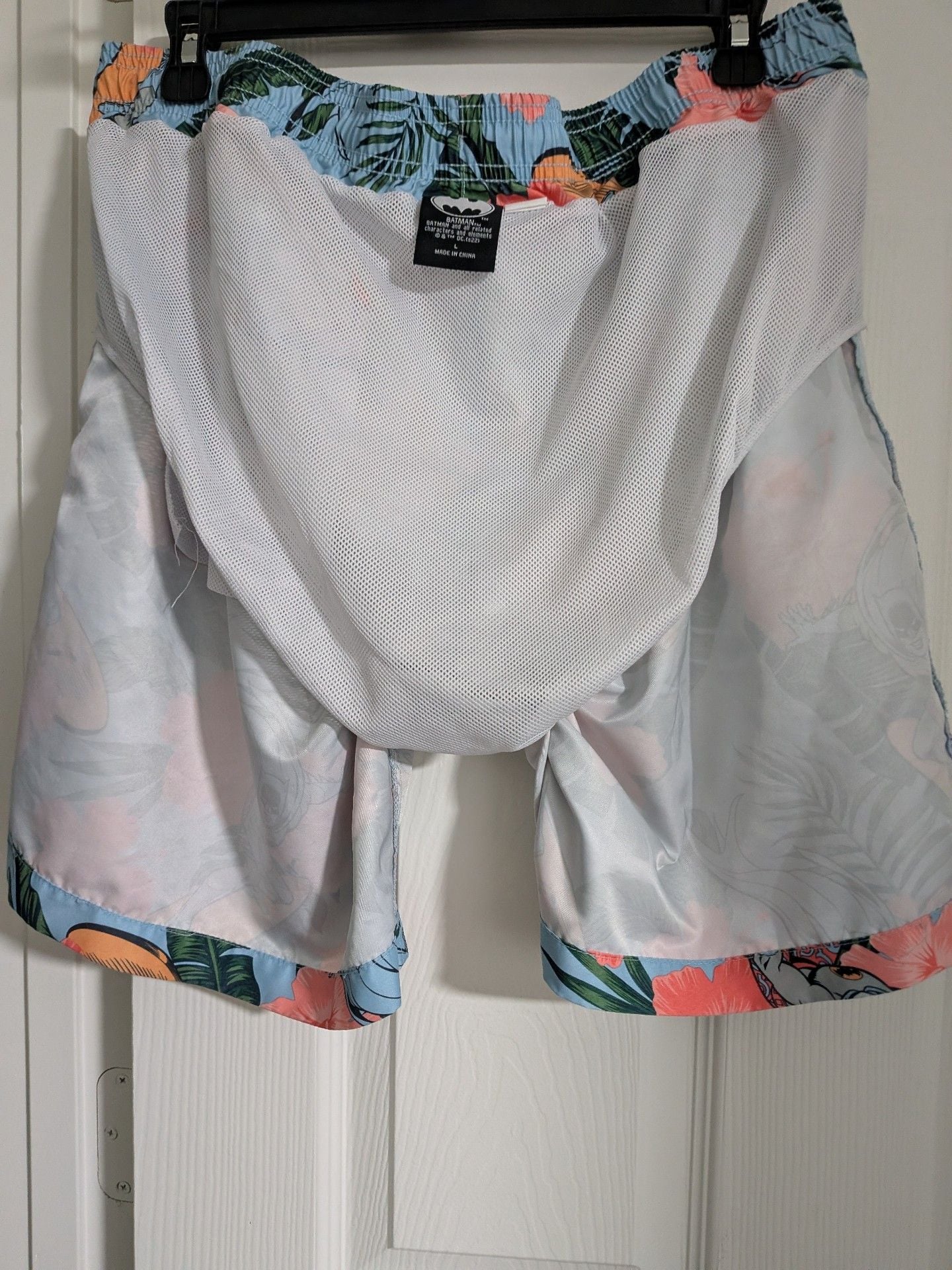 DC Comics Batman Swim Trunks Size XL Blue Floral Board Shorts 4