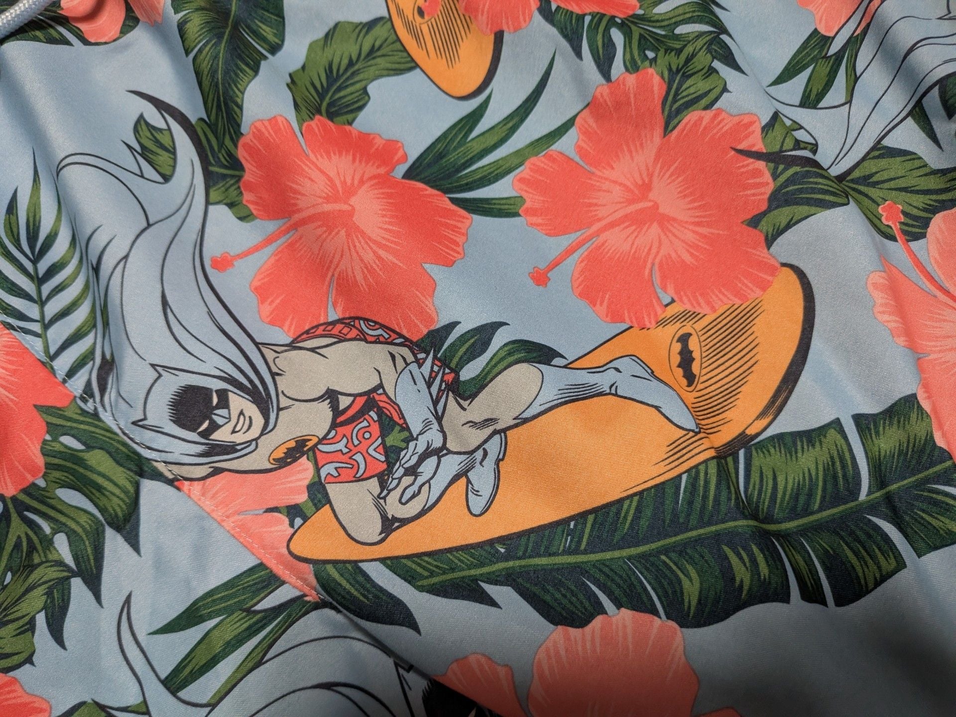 DC Comics Batman Swim Trunks Size XL Blue Floral Board Shorts 6