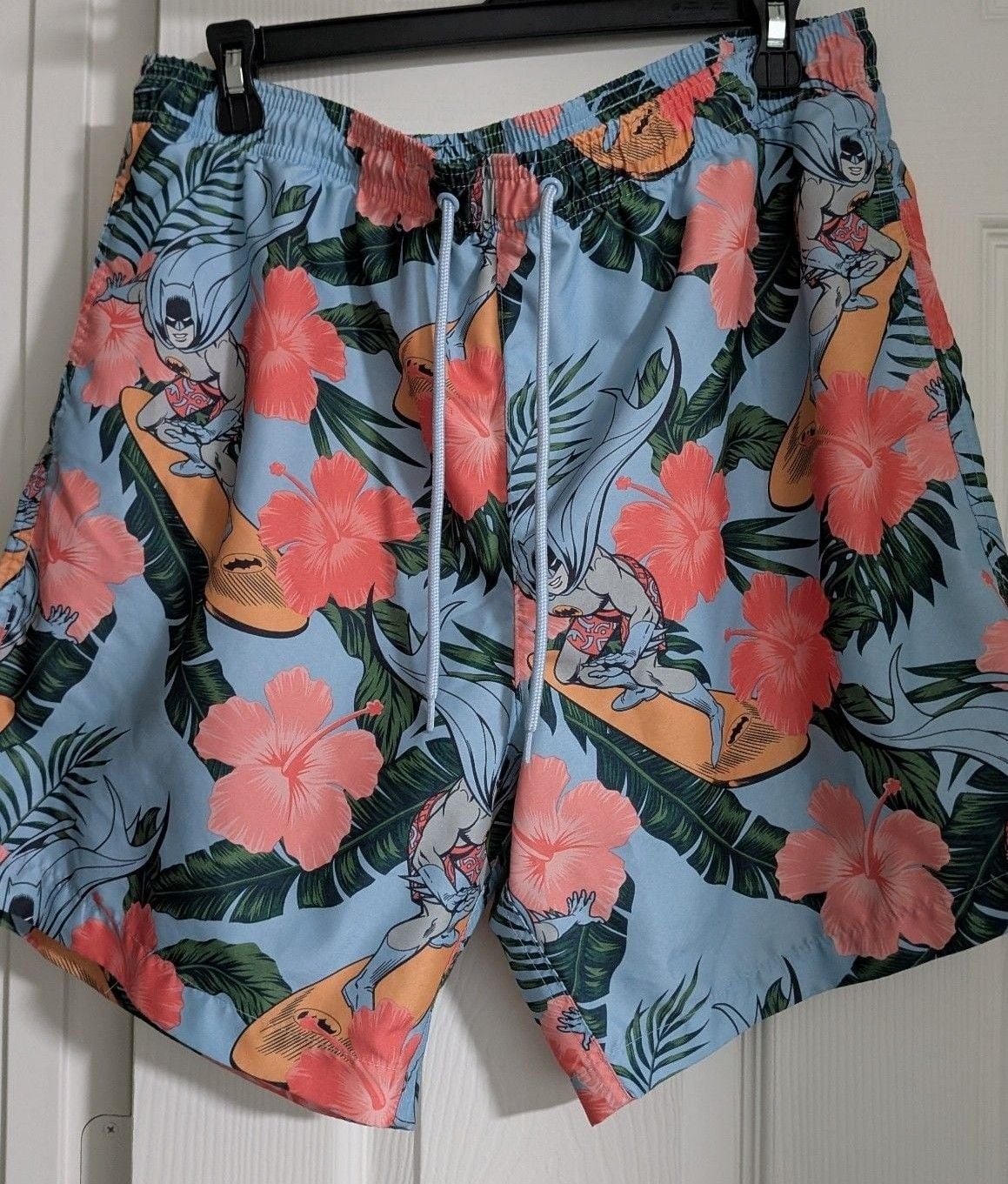 DC Comics Batman Swim Trunks Size XL Blue Floral Board Shorts 1