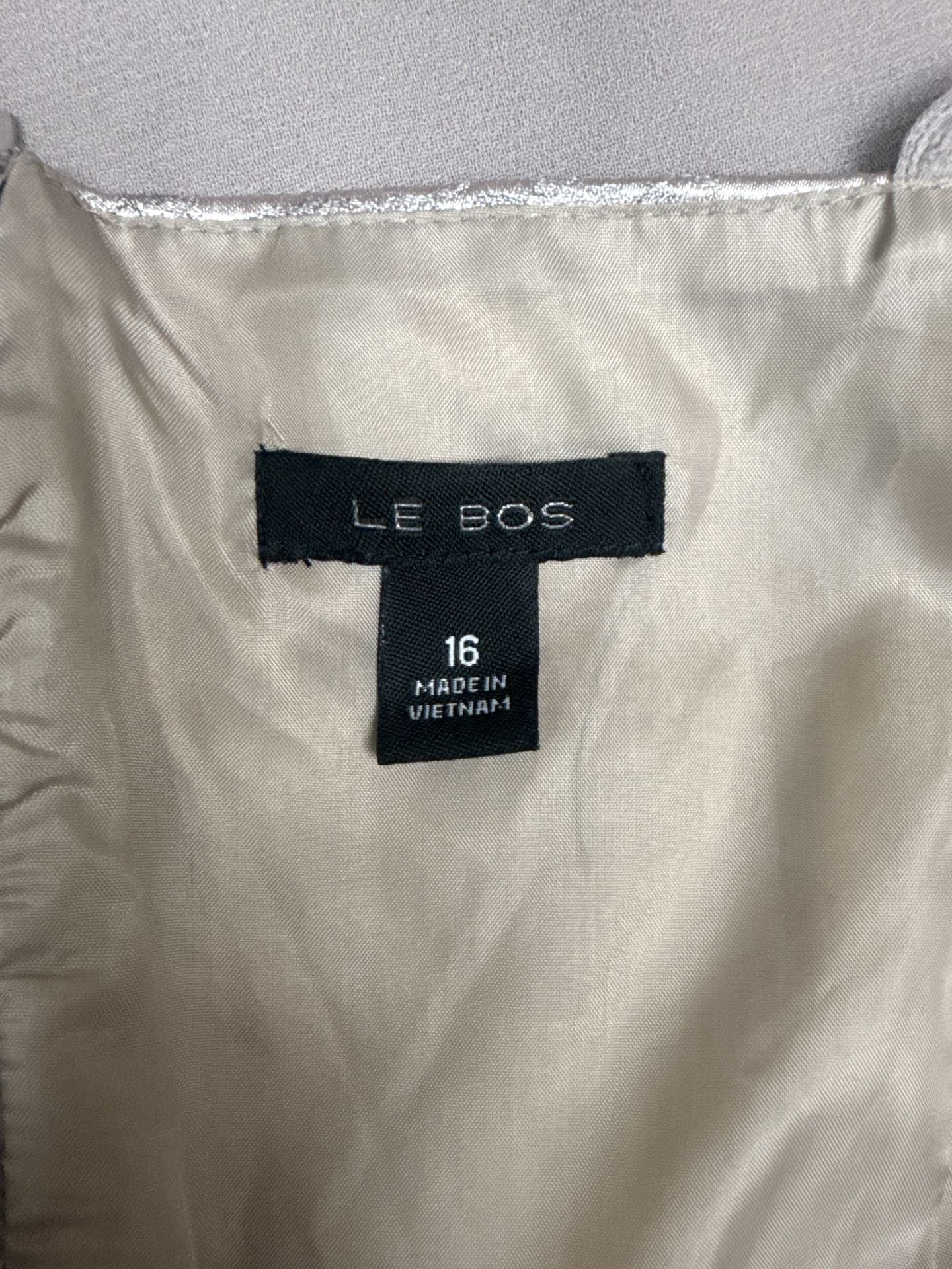Le Bos Dress Size 16 Grey Chiffon Rhinestone Formal 5