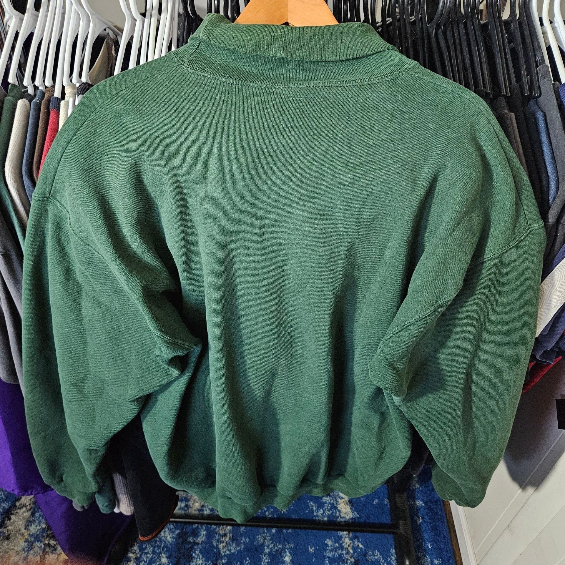 Pluma Mock Neck Sweatshirt Size L Green Heavyweight Made In USA 3