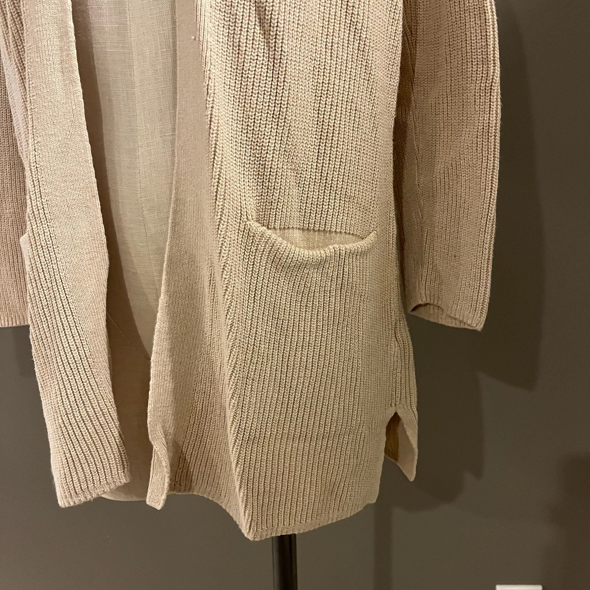Old Navy Open-Front Cardigan Size XS Tan Ribbed Knit Pockets Fall Winter 3