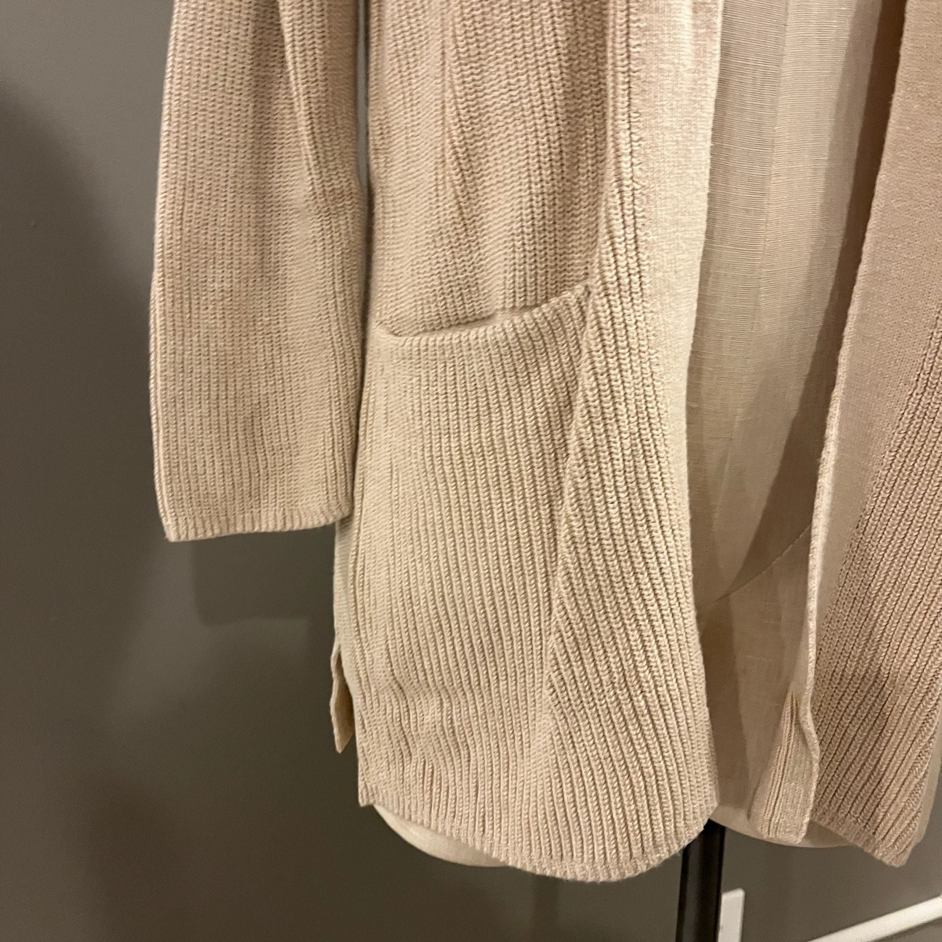 Old Navy Open-Front Cardigan Size XS Tan Ribbed Knit Pockets Fall Winter 4