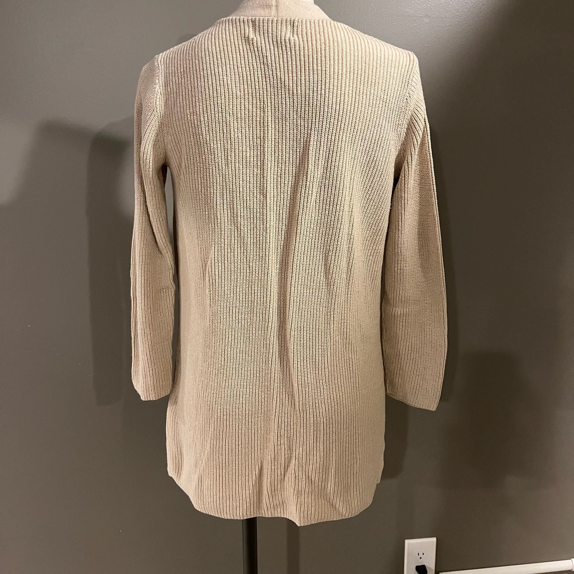 Old Navy Open-Front Cardigan Size XS Tan Ribbed Knit Pockets Fall Winter 9