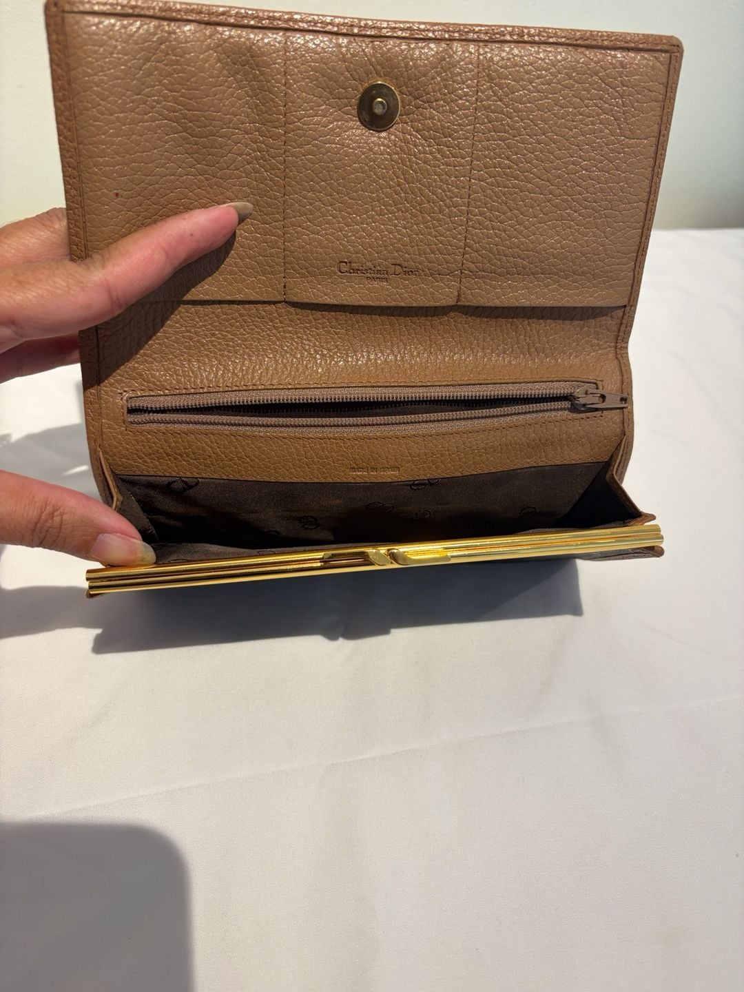 Christian Dior Vintage Honeycomb Long Wallet Brown 7