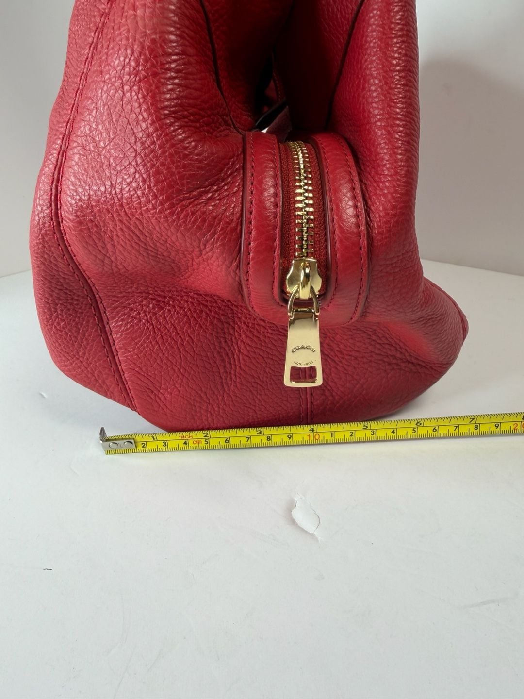 Coach Pebbled Leather Red Shoulder Bag Handbag 6