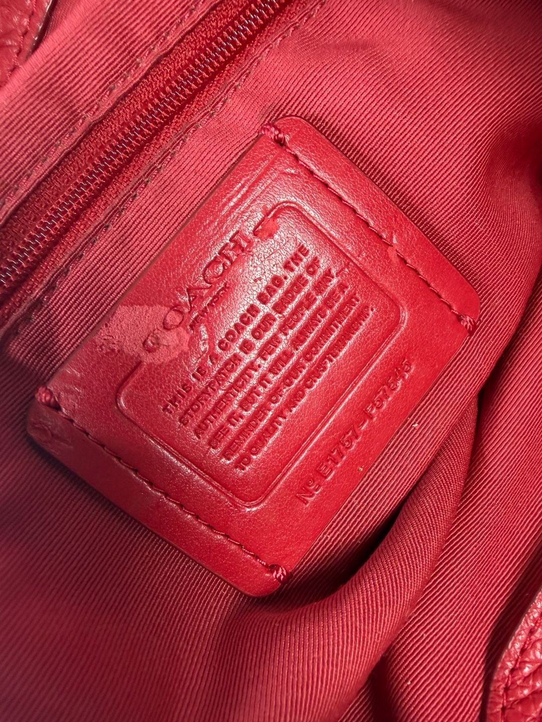 Coach Pebbled Leather Red Shoulder Bag Handbag 8