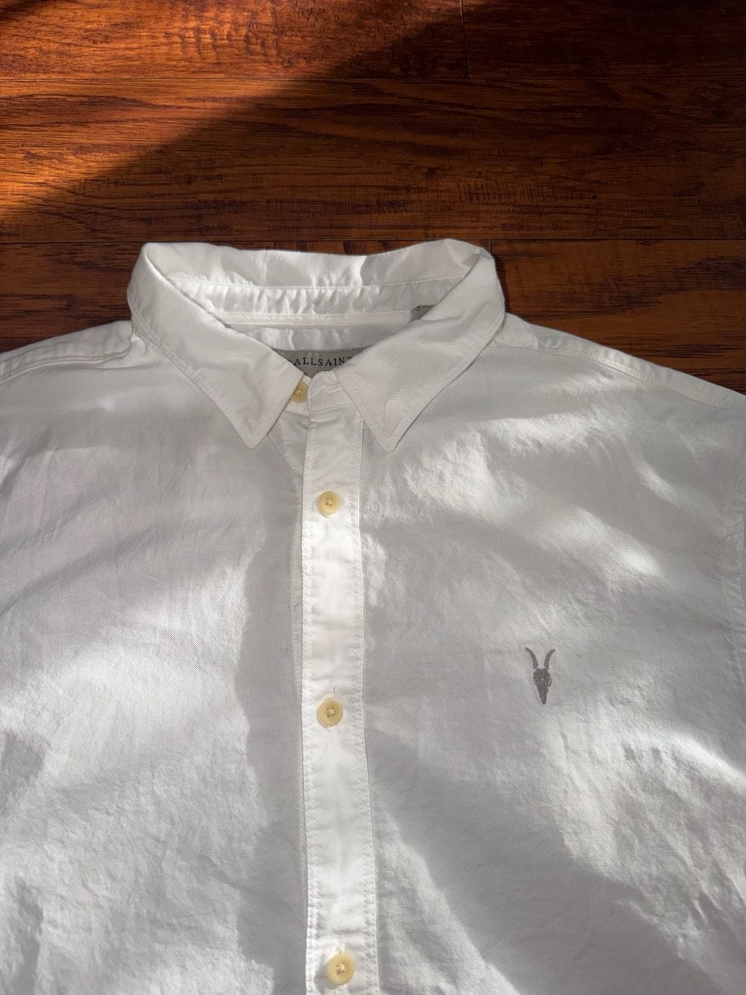 AllSaints Long Sleeve Button Down Shirt Size L White 4