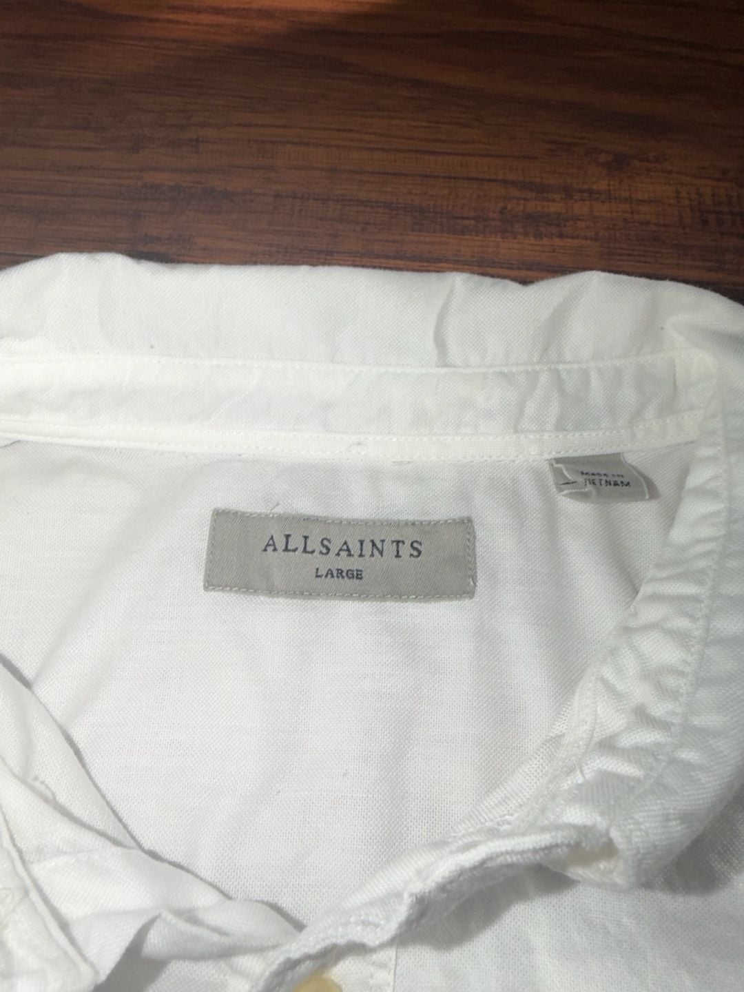 AllSaints Long Sleeve Button Down Shirt Size L White 8