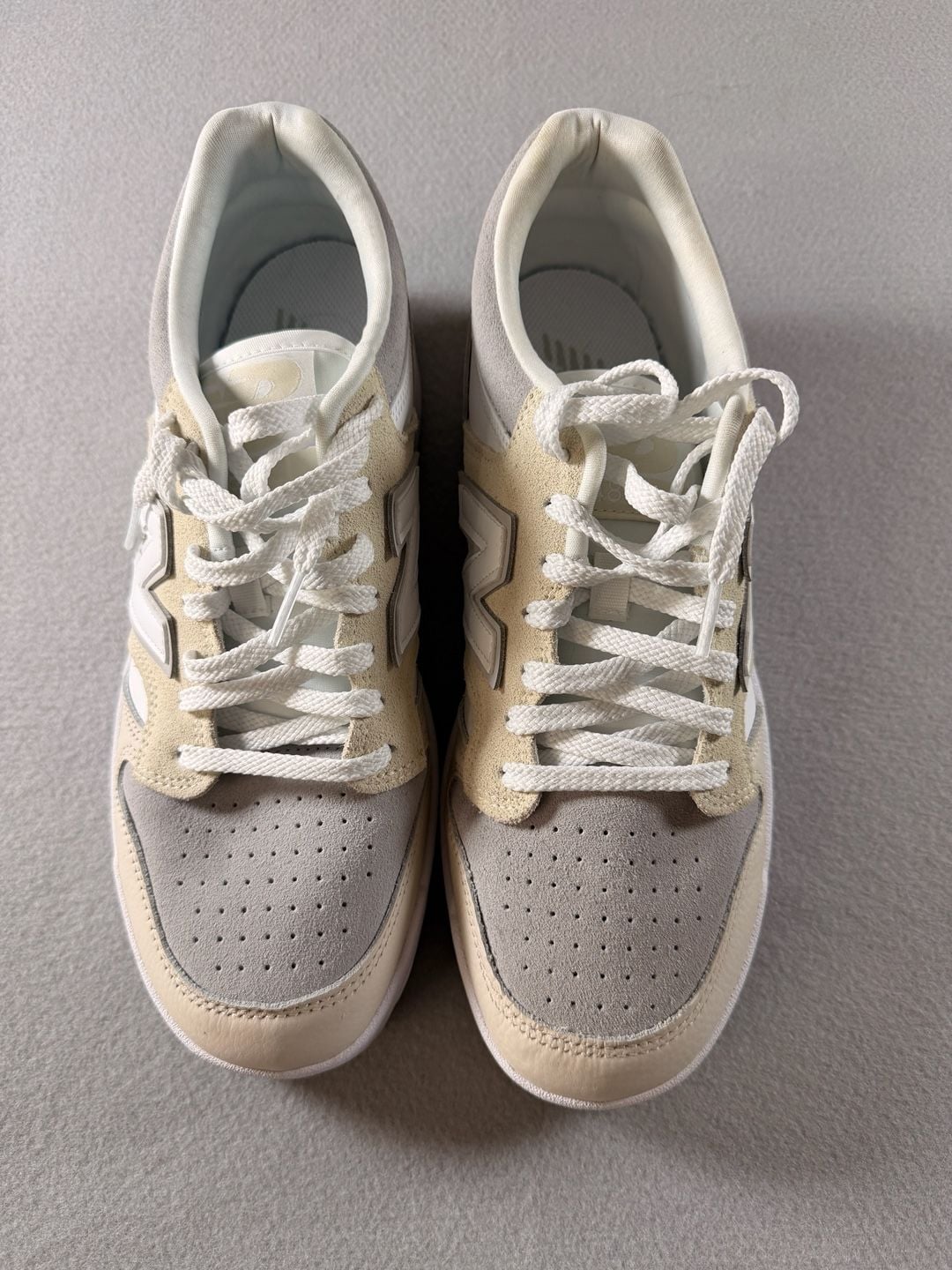 New Balance 480 Size 9.5 Grey Beige Leather Sneakers 2