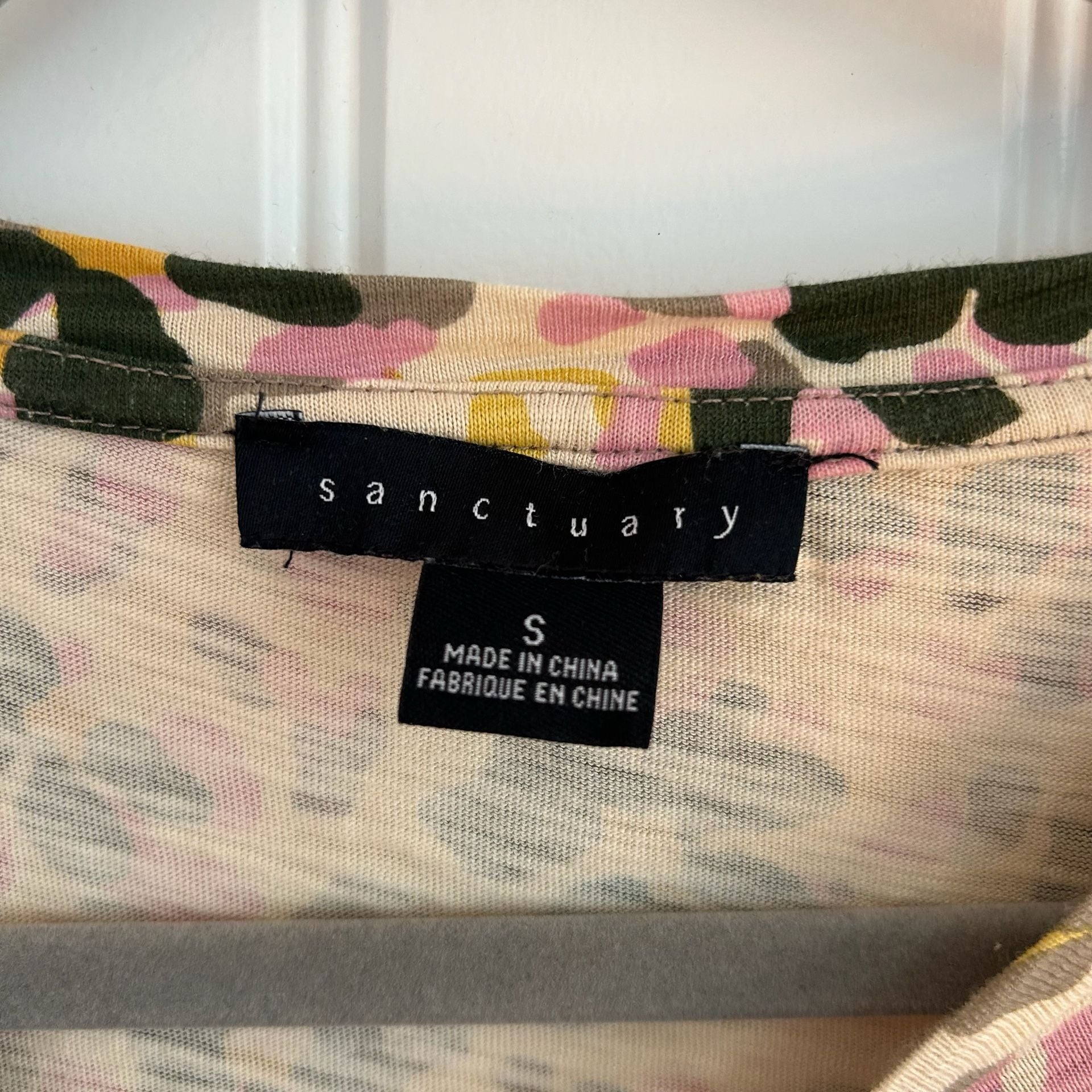Sanctuary The Drawstring T-Shirt Dress Size S Green Scape Floral Mini 3