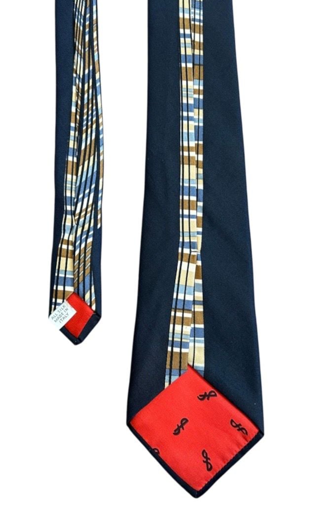 Jacques Fath Vintage Silk Tie Blue Geometric Striped 3