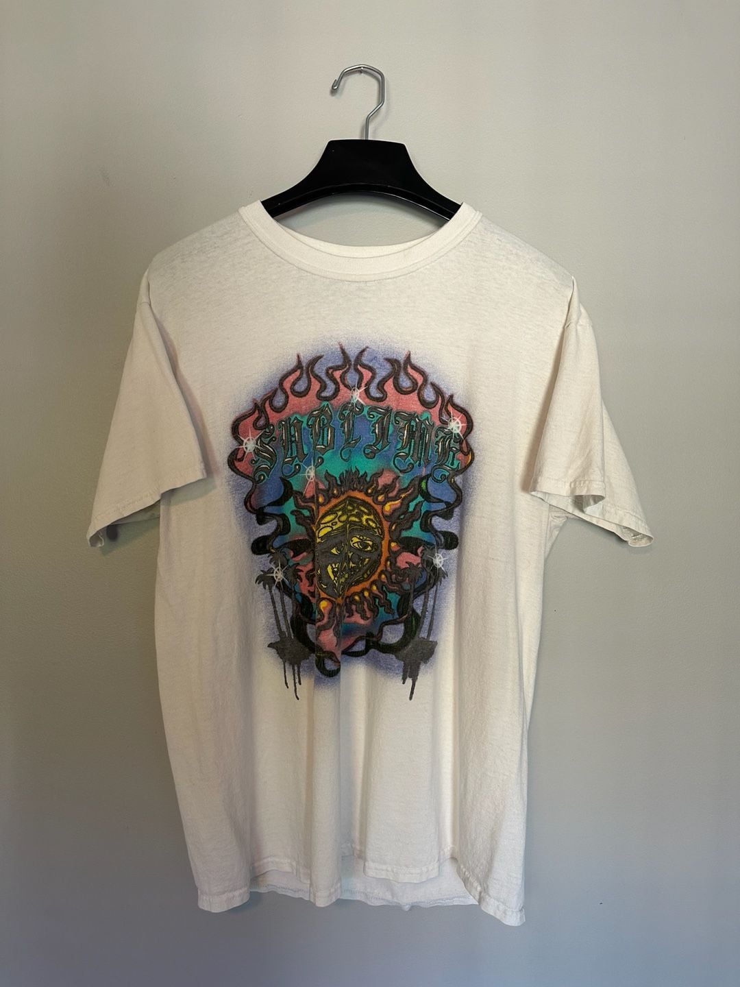 Sublime Graphic T-Shirt Size L White Sun Flame Band Tee 2