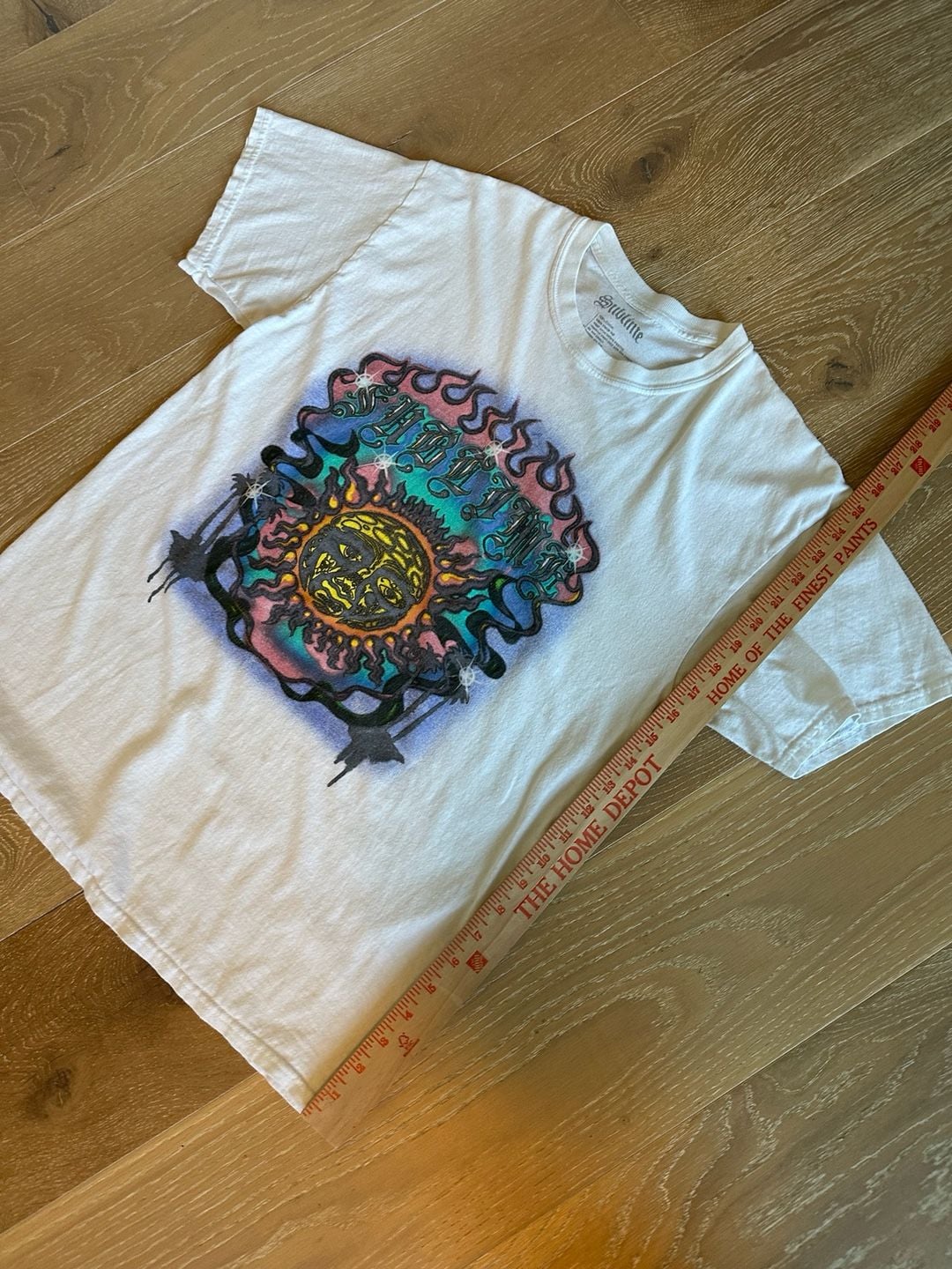 Sublime Graphic T-Shirt Size L White Sun Flame Band Tee 6