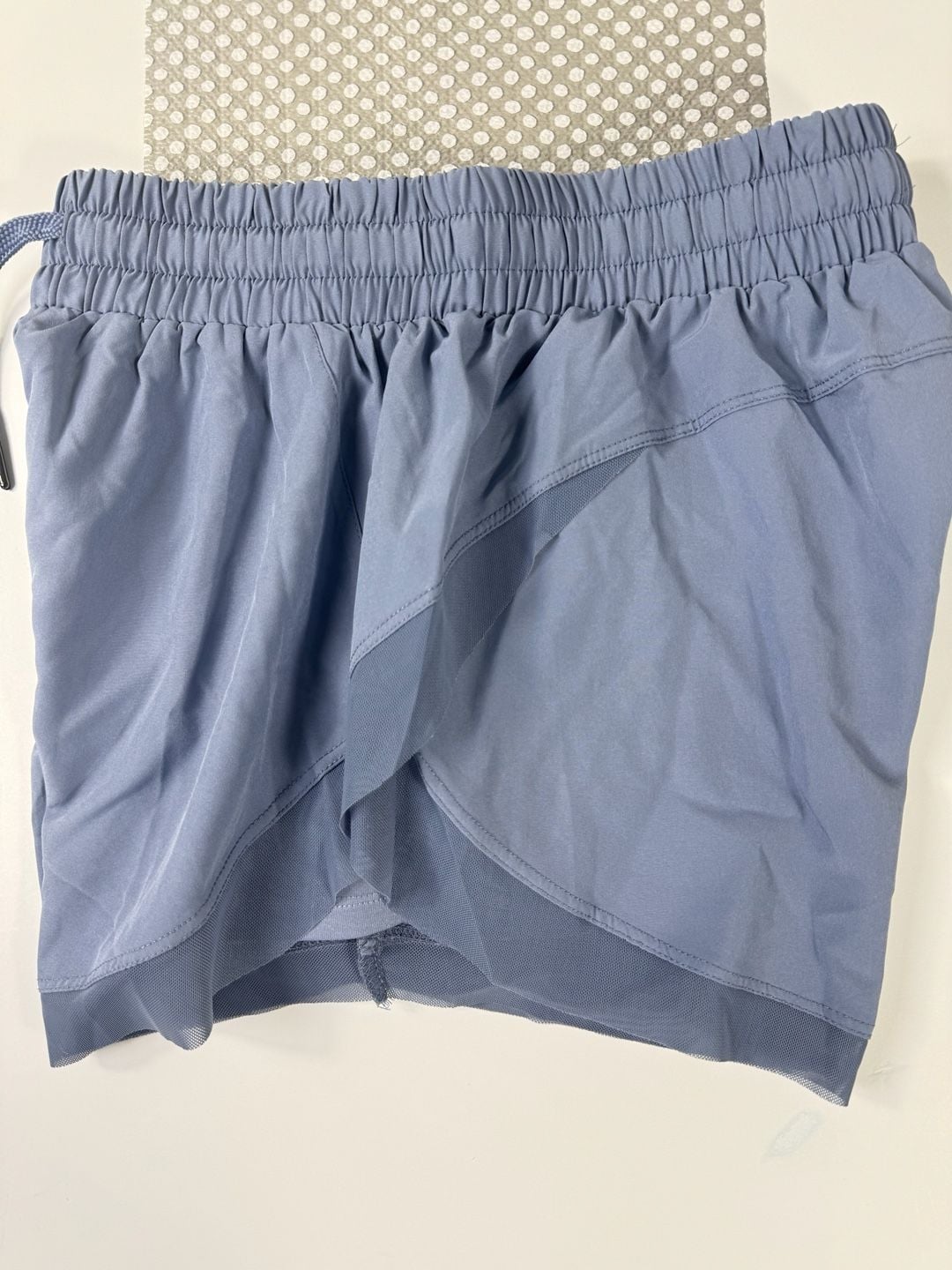 NWT - Halara Athletic Shorts Size L Blue Mesh Wrap Overlay 2-in-1 Workout 4