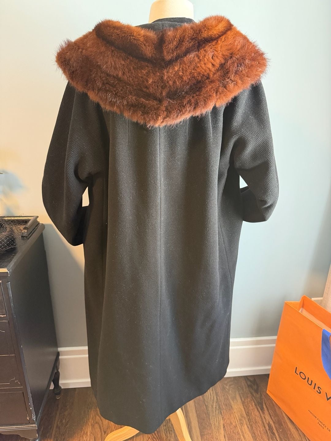 Regina by Milliken Black Wool Fur Collar Coat 2