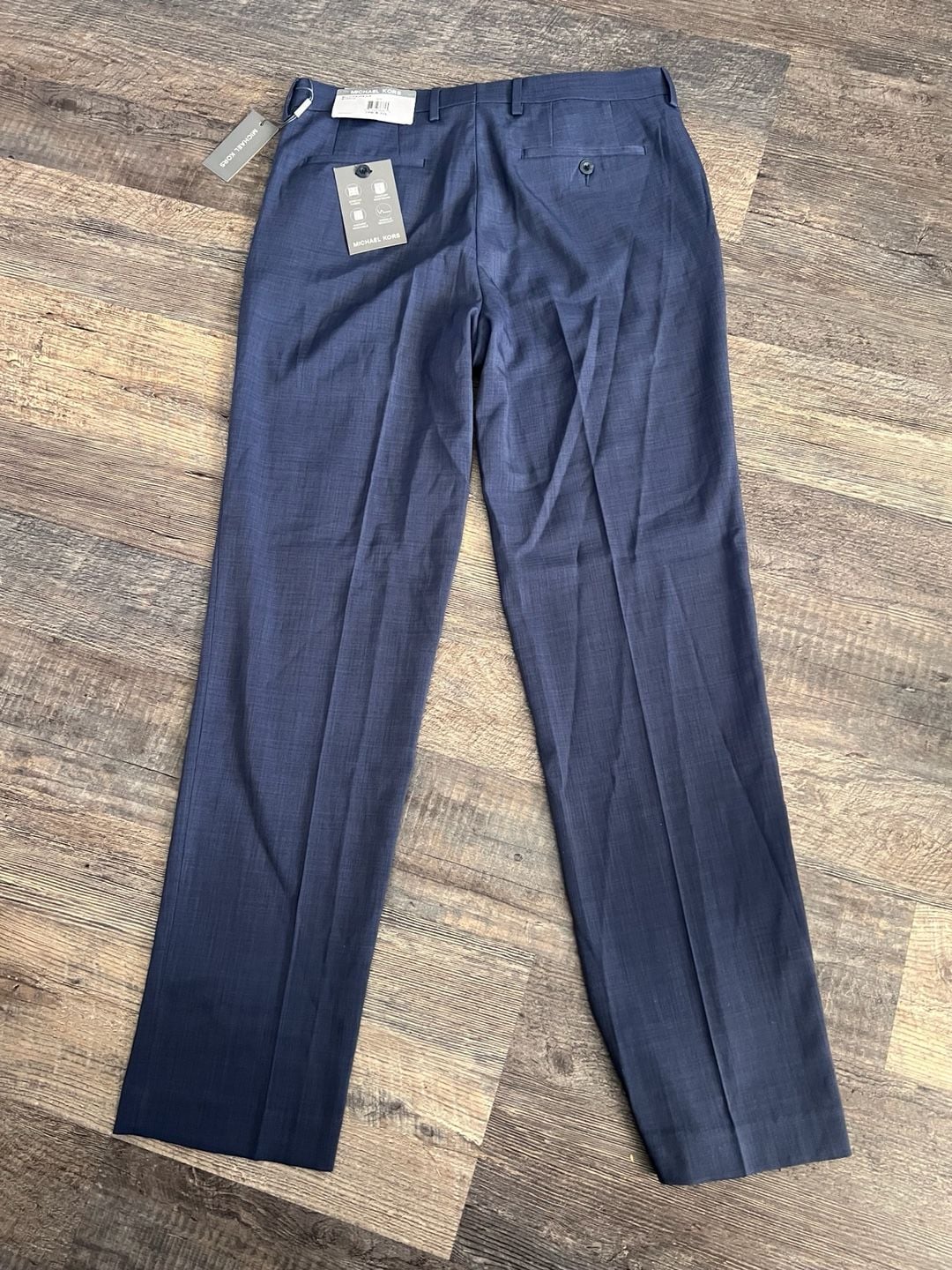 Michael Kors Monroe Pants Size 34W X 32L Blue Stretch Dress Trousers 2