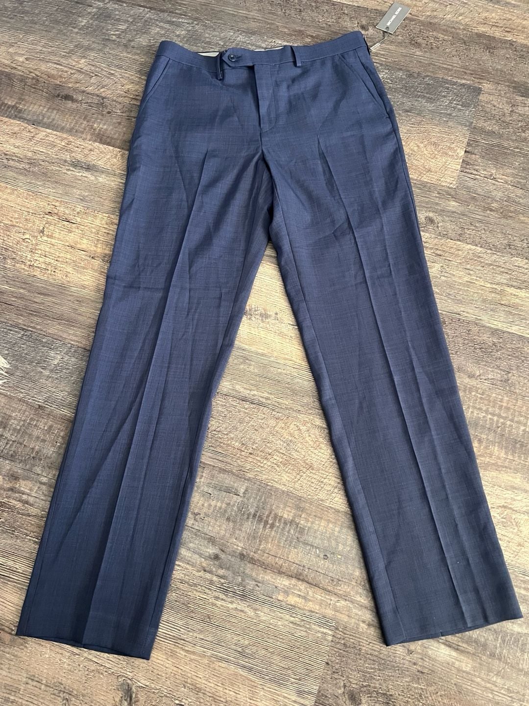 Michael Kors Monroe Pants Size 34W X 32L Blue Stretch Dress Trousers 3