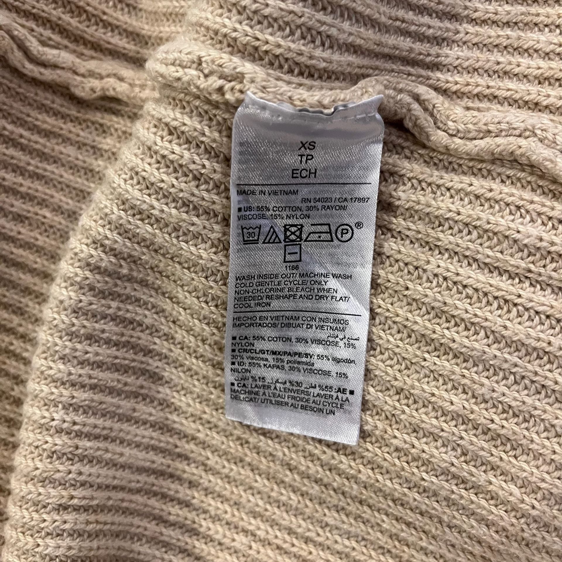 Old Navy Open-Front Cardigan Size XS Tan Ribbed Knit Pockets Fall Winter 6